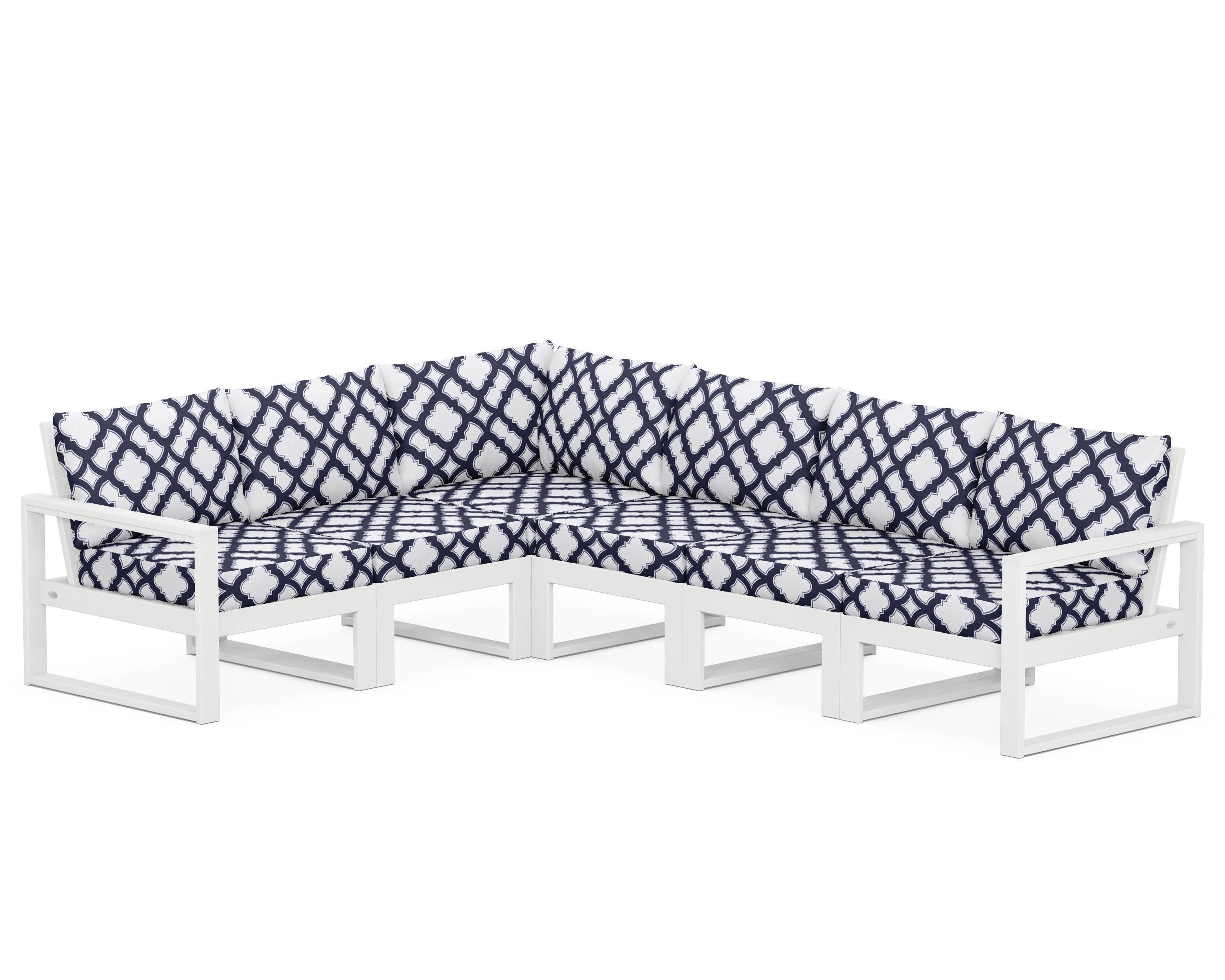 EDGE 6-Piece Modular Deep Seating Set in White / Trellis Navy