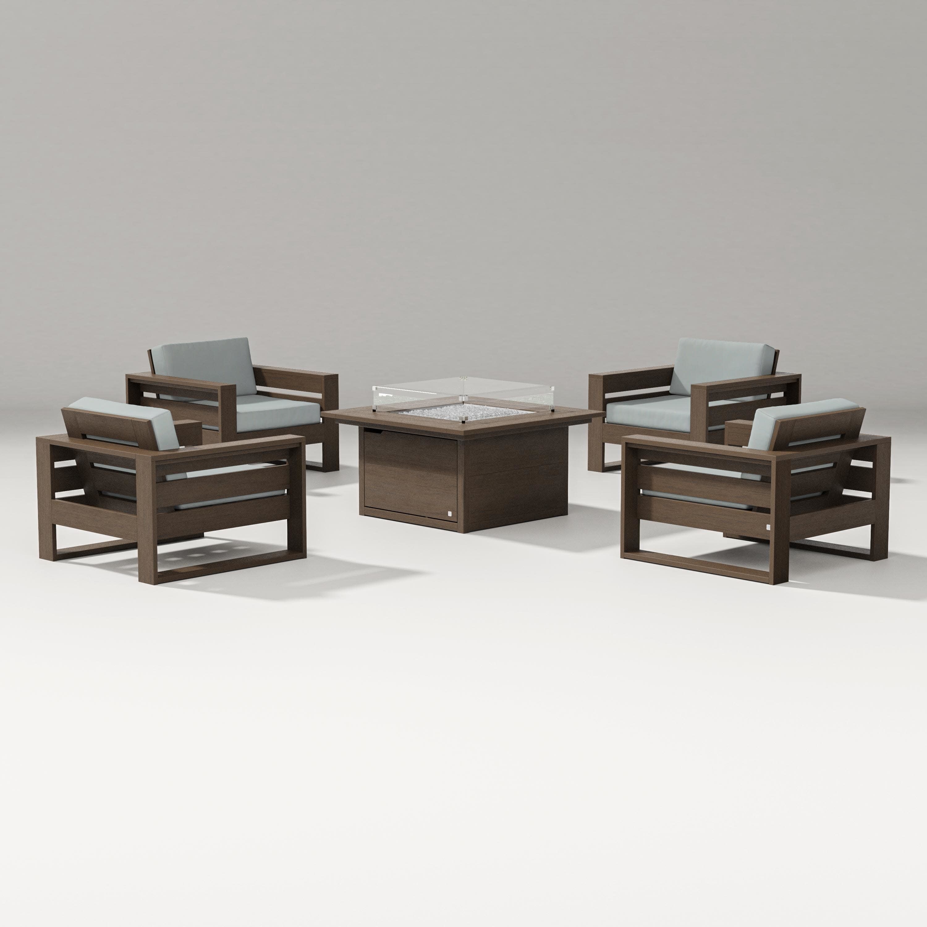 Latitude 5-Piece Lounge Fire Table Set in Kona / Spa