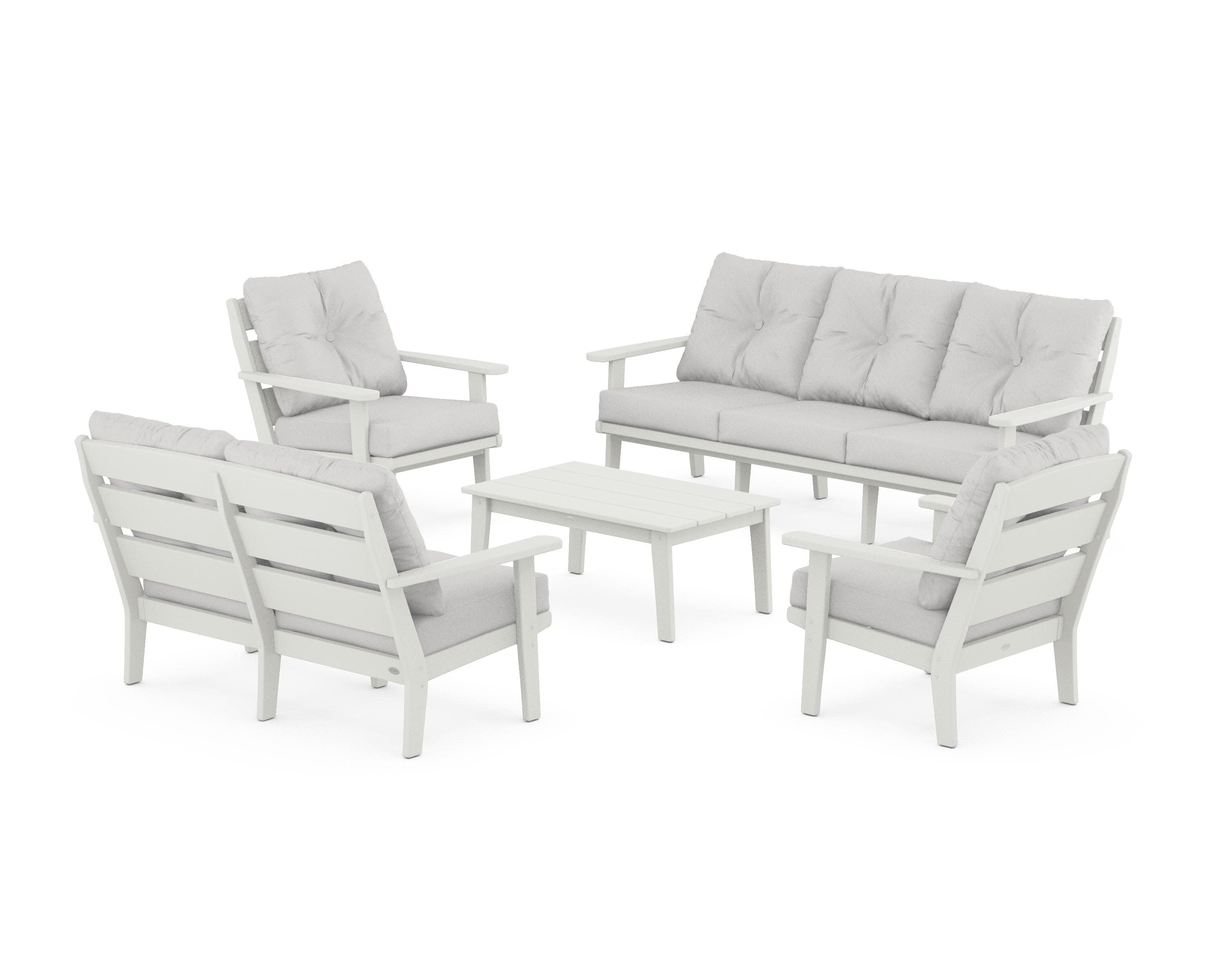 Lakeside 5-Piece Lounge Sofa Set in Vintage White / Diamond in the Rough