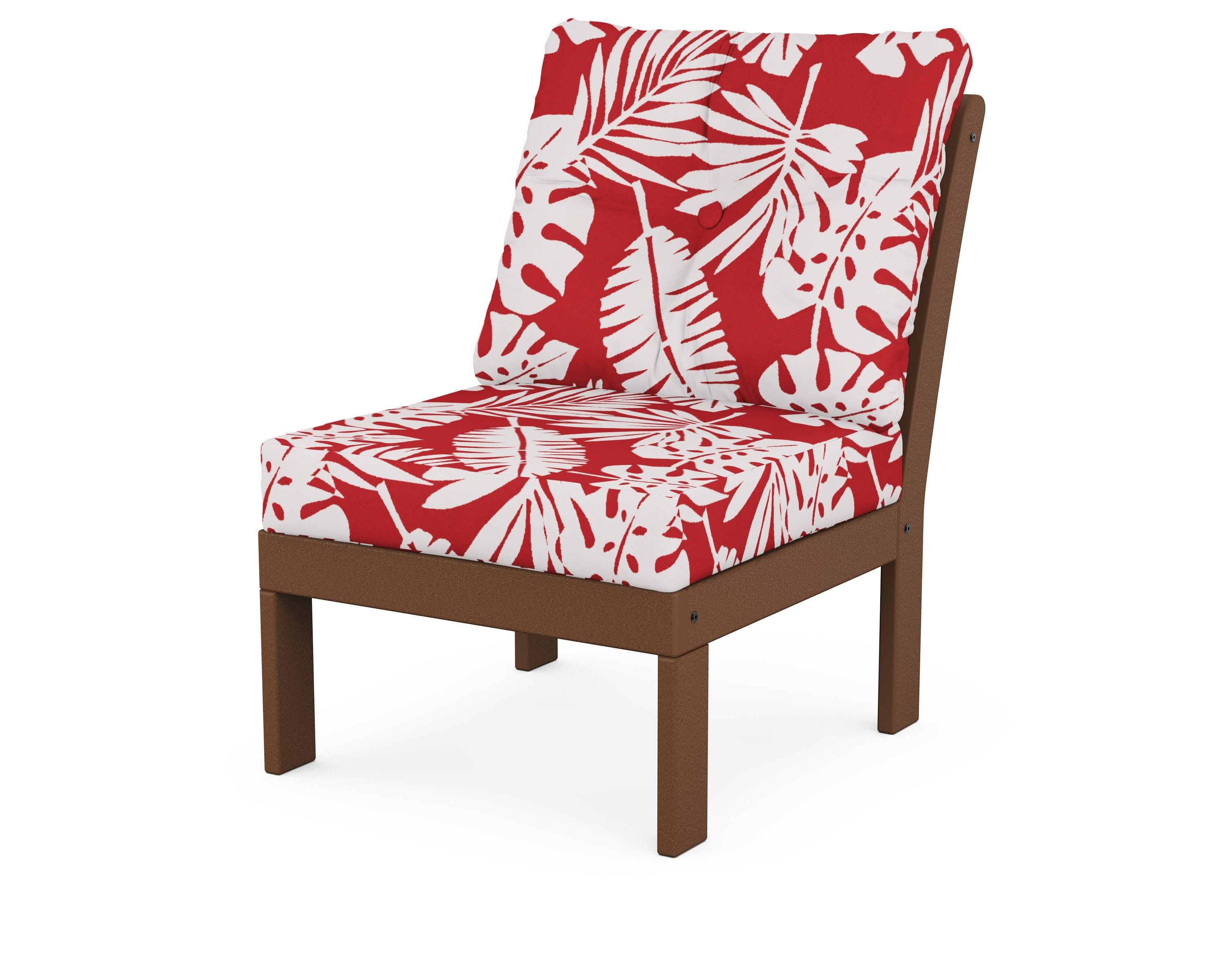 Vineyard Modular Armless Chair in Teak / Leaf Crimson