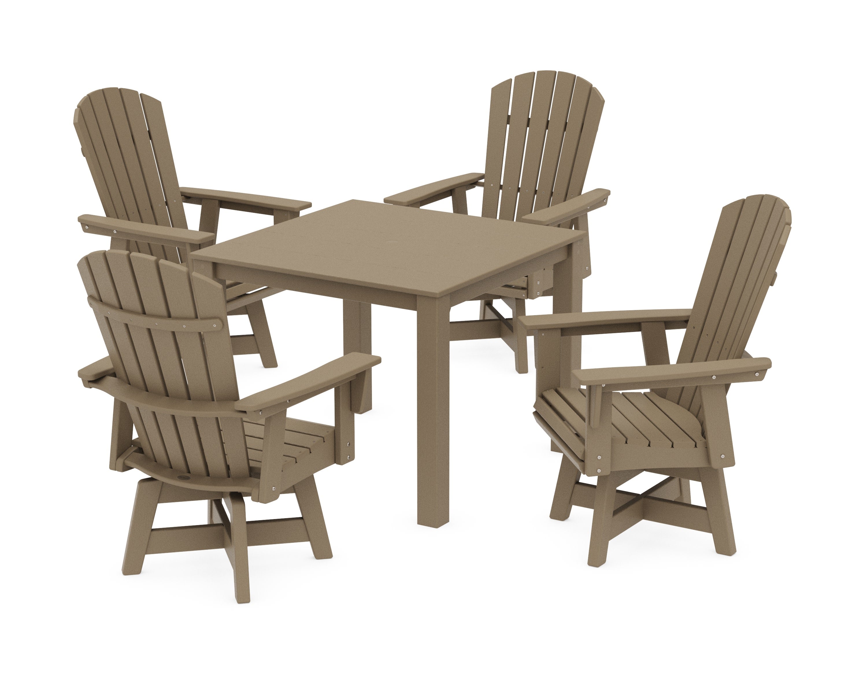 Nautical Curveback Adirondack Swivel 5-Piece Parsons Dining Set in Vintage Sahara
