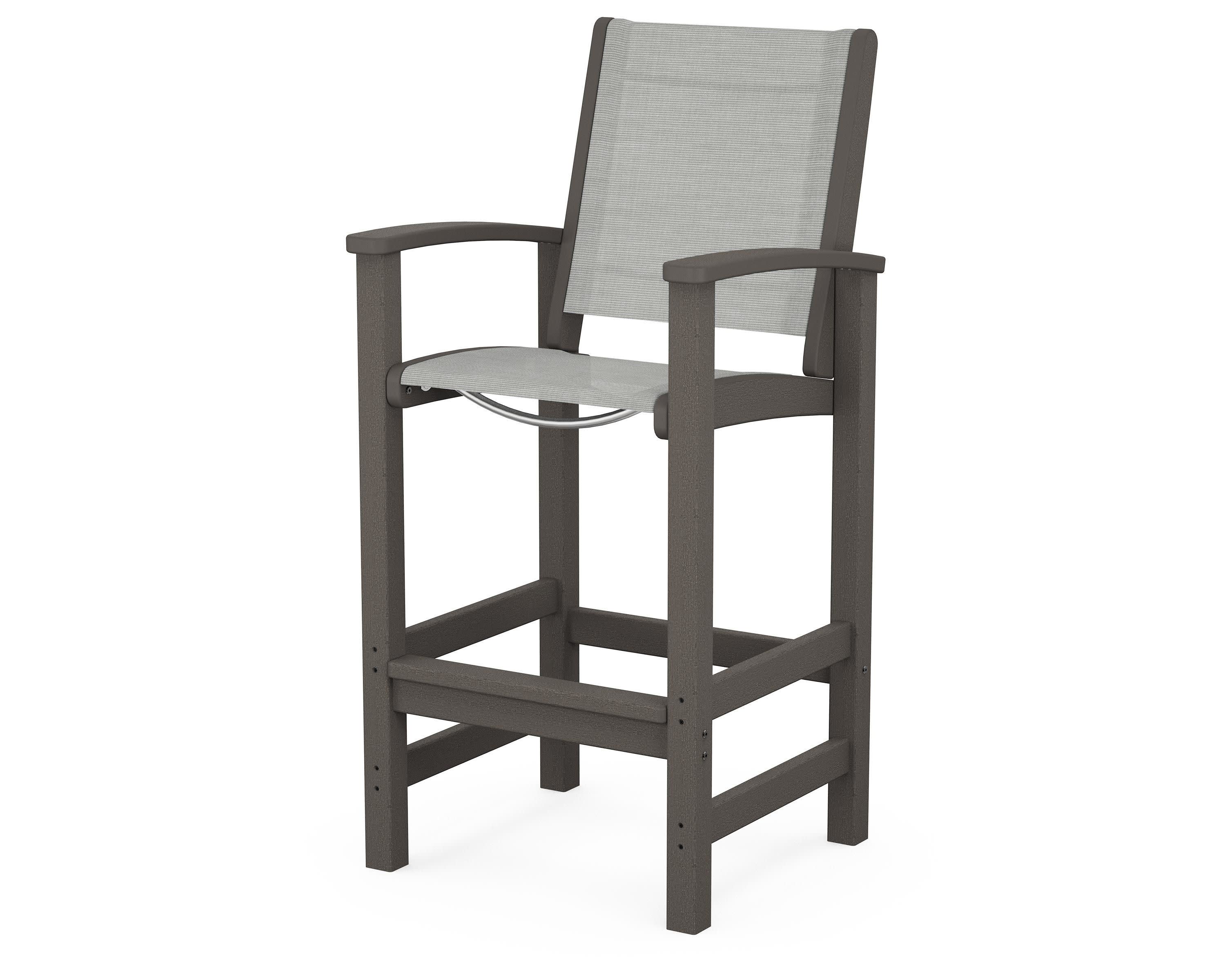 Coastal Bar Chair in Vintage Coffee / Metallic Sling