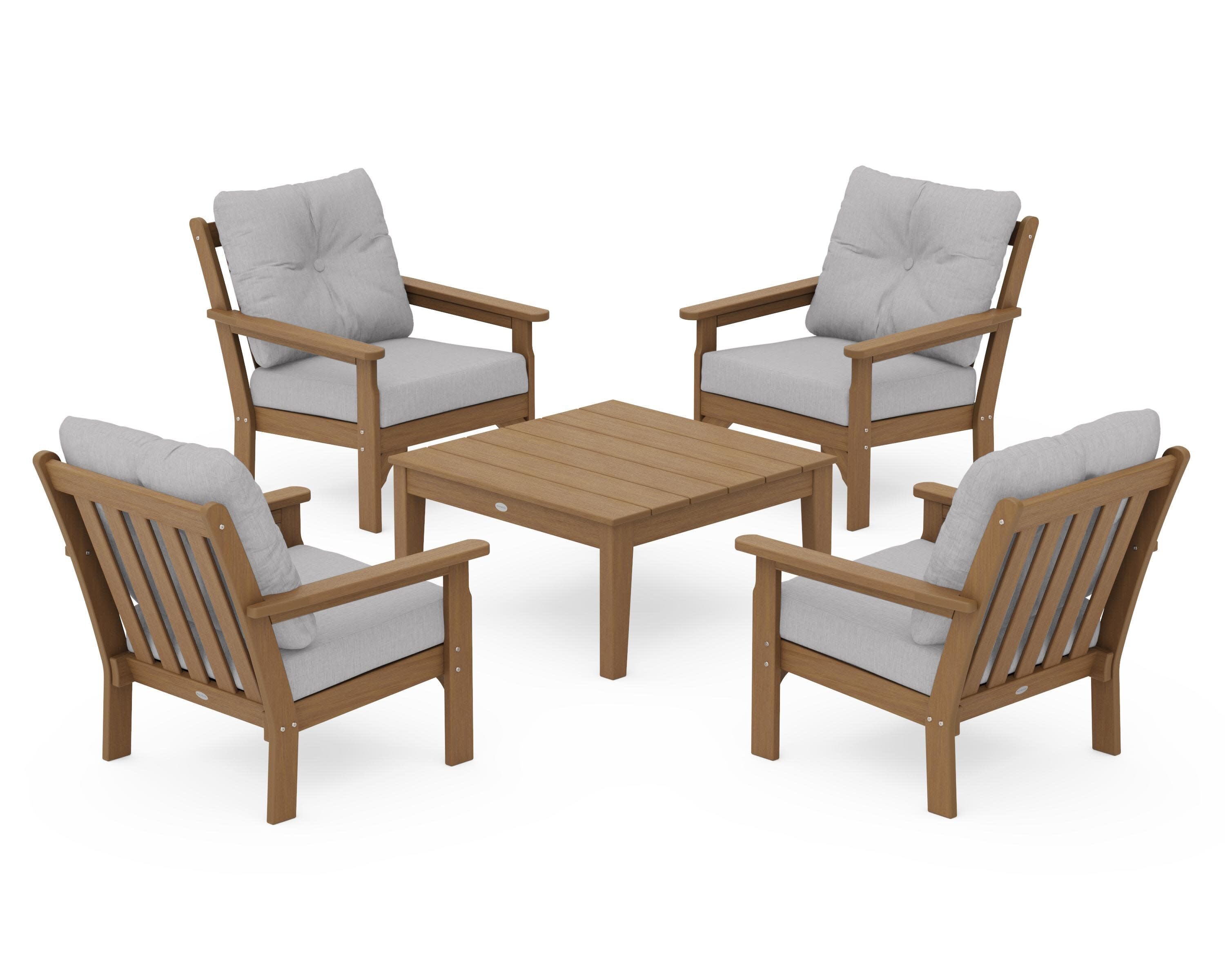 Vineyard 5-Piece Deep Seating Conversation Set in Natural / Granite
