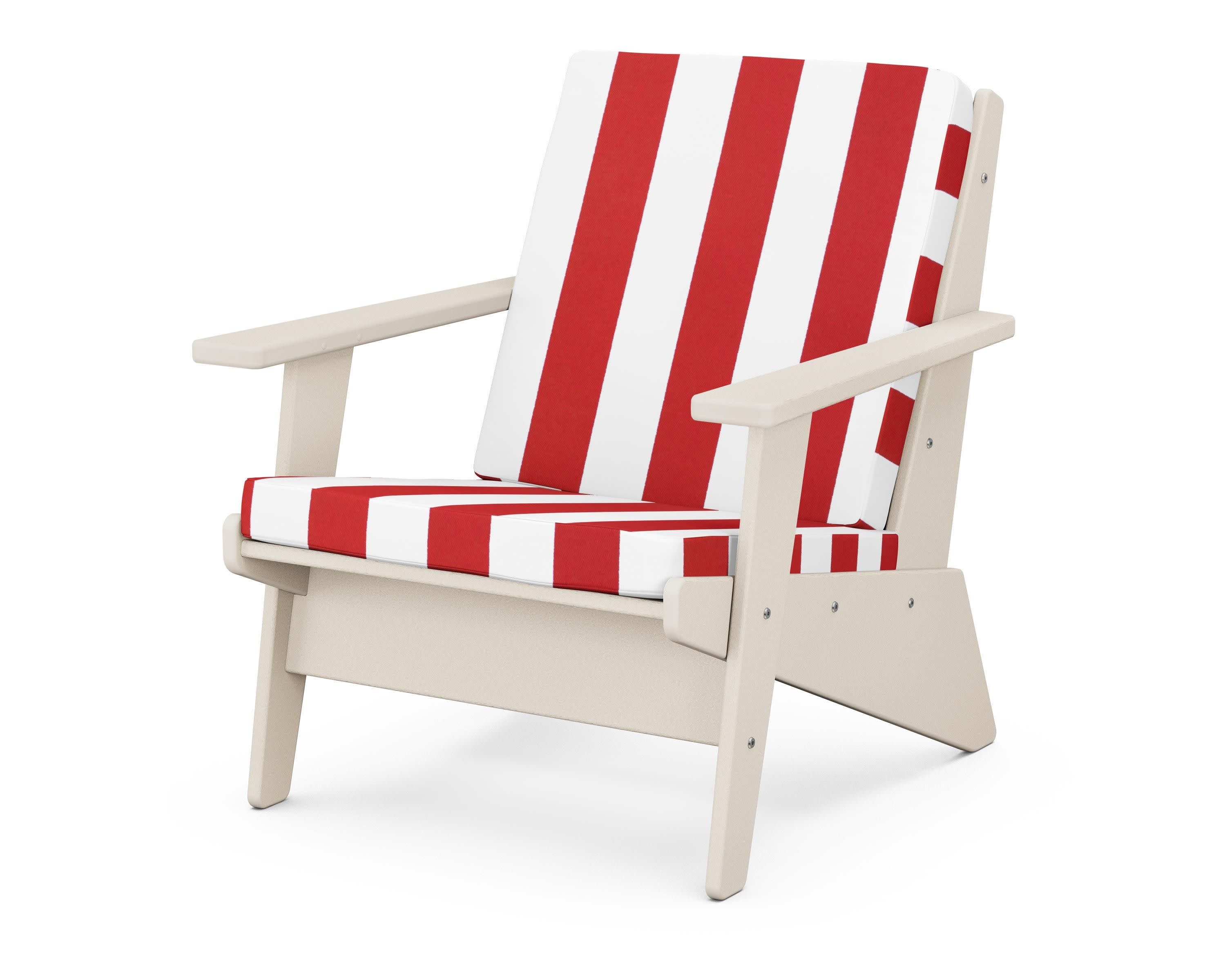 Riviera Modern Lounge Chair in Sand / Cabana Stripe Crimson
