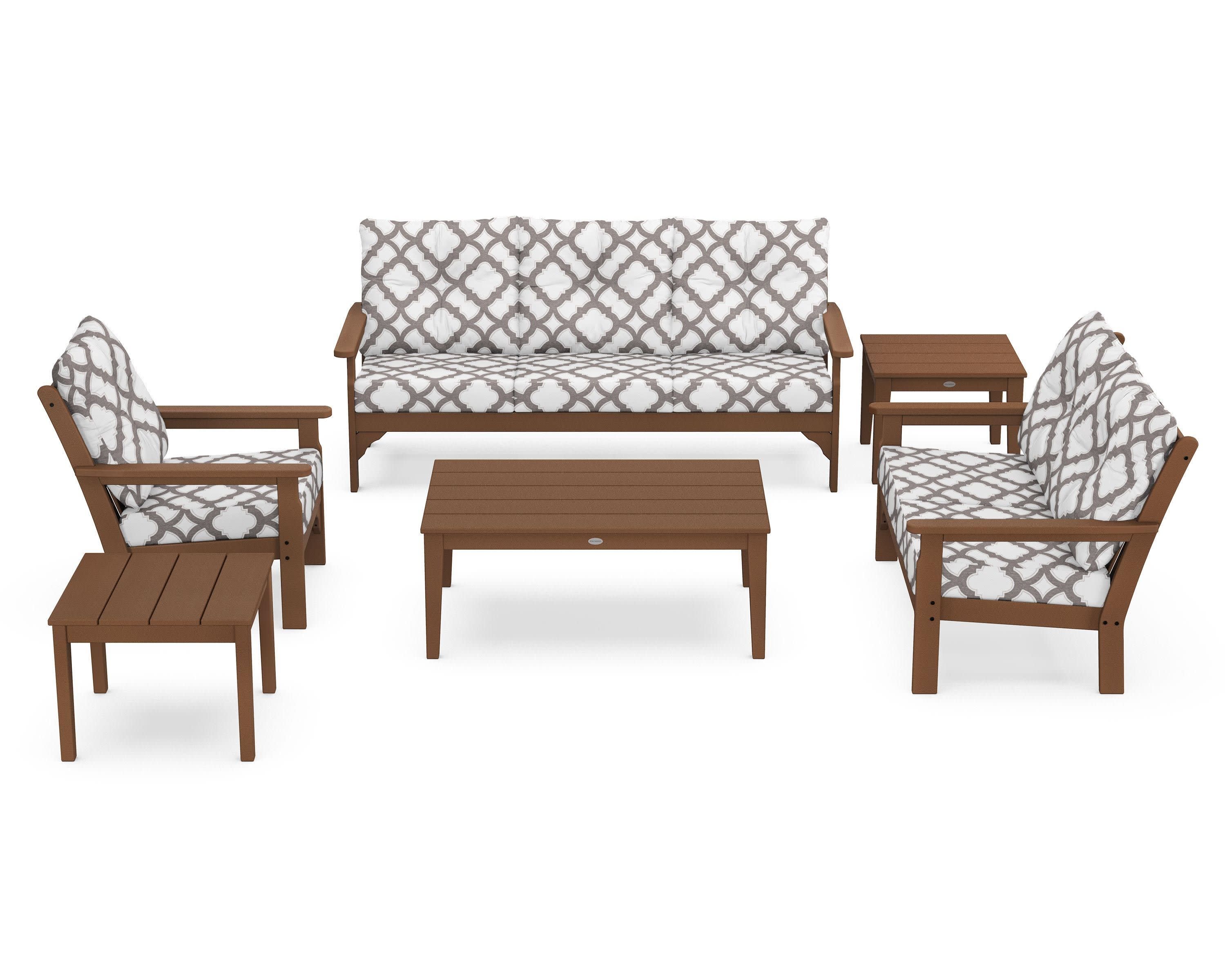Vineyard 6-Piece Deep Seating Set in Teak / Trellis Grey Mist