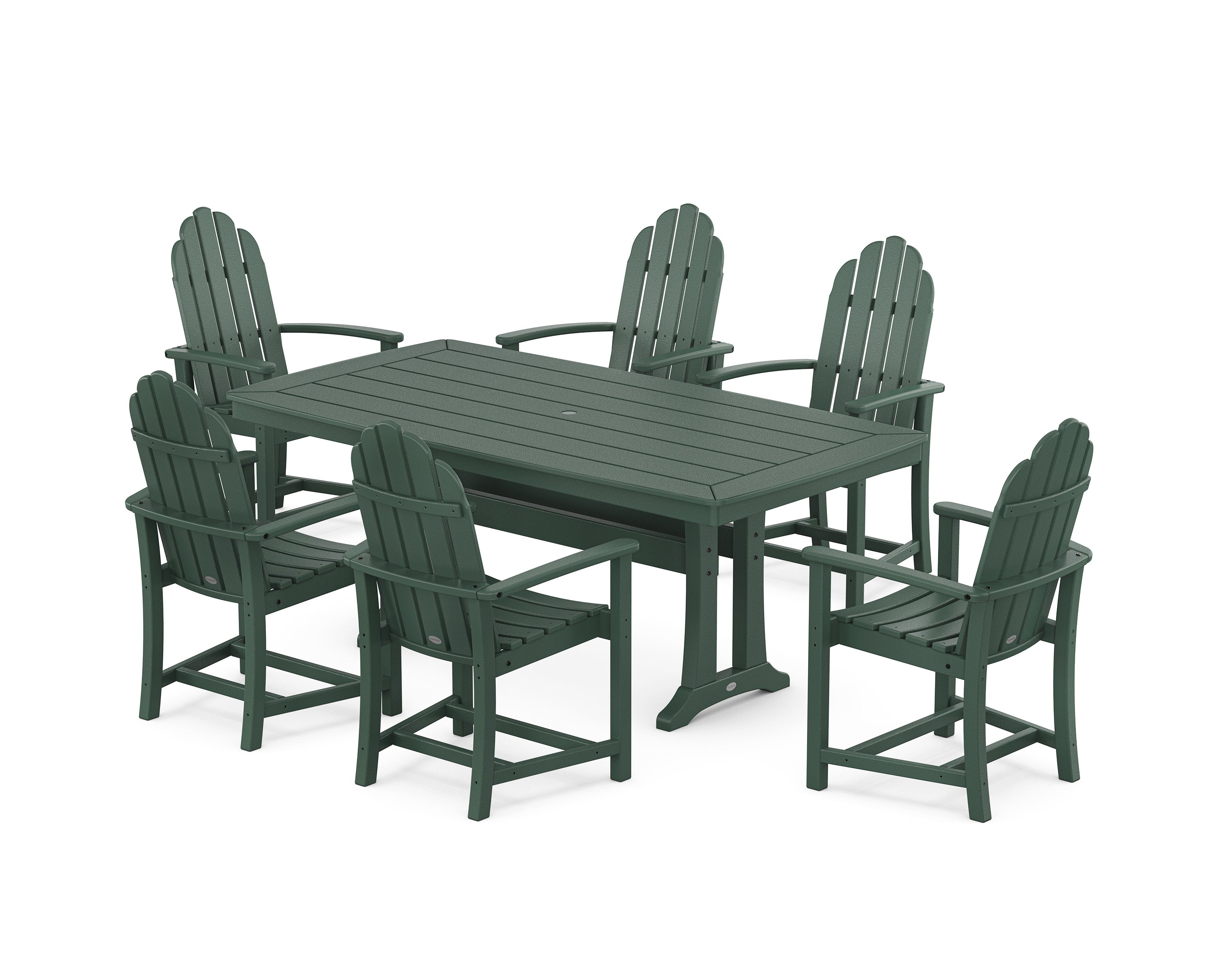 Classic Adirondack 7-Piece Dining Set with Trestle Legs in Green