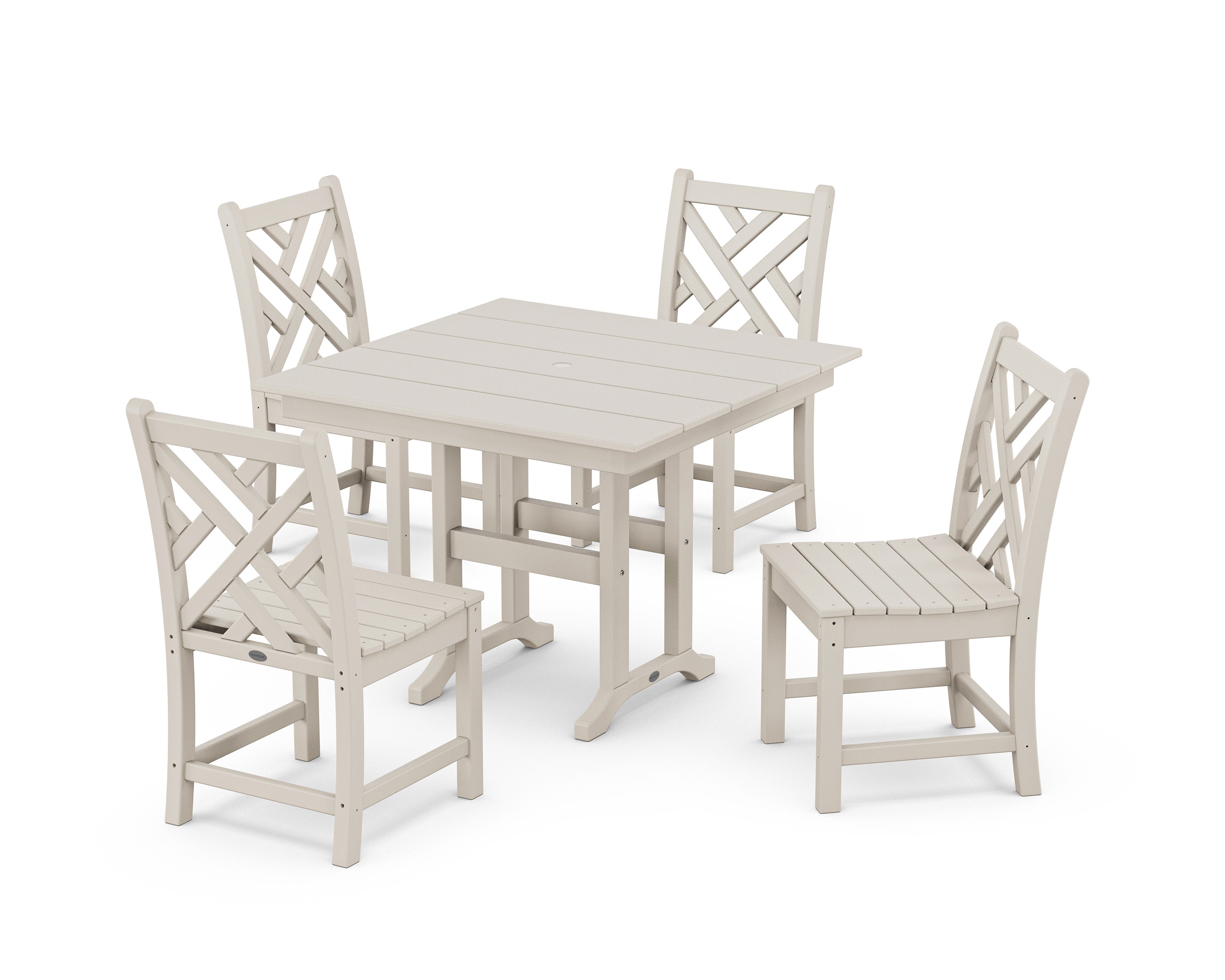 Chippendale Side Chair 5-Piece Farmhouse Dining Set in Sand