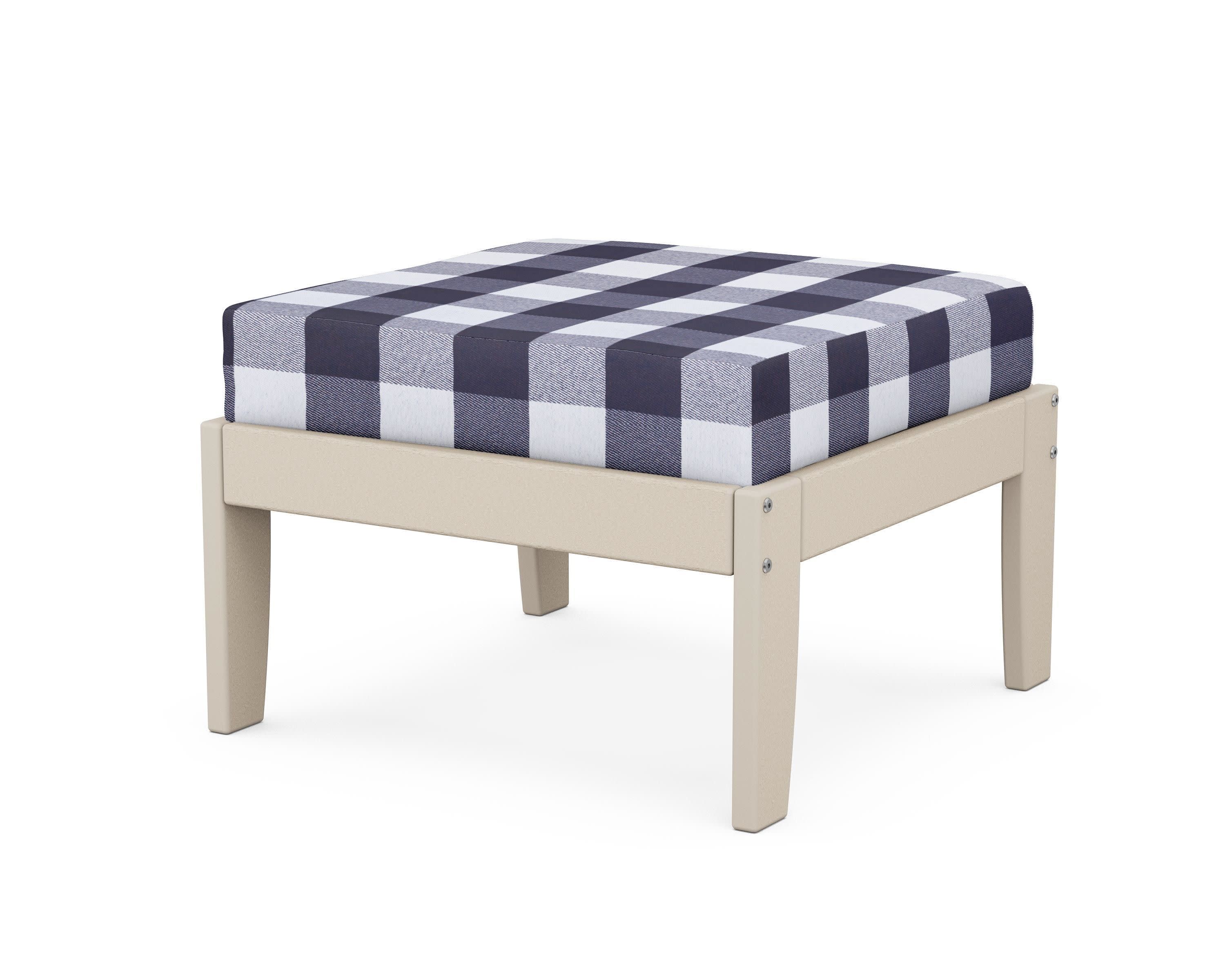 Modular Ottoman - Classic in Sand / Buffalo Plaid Navy
