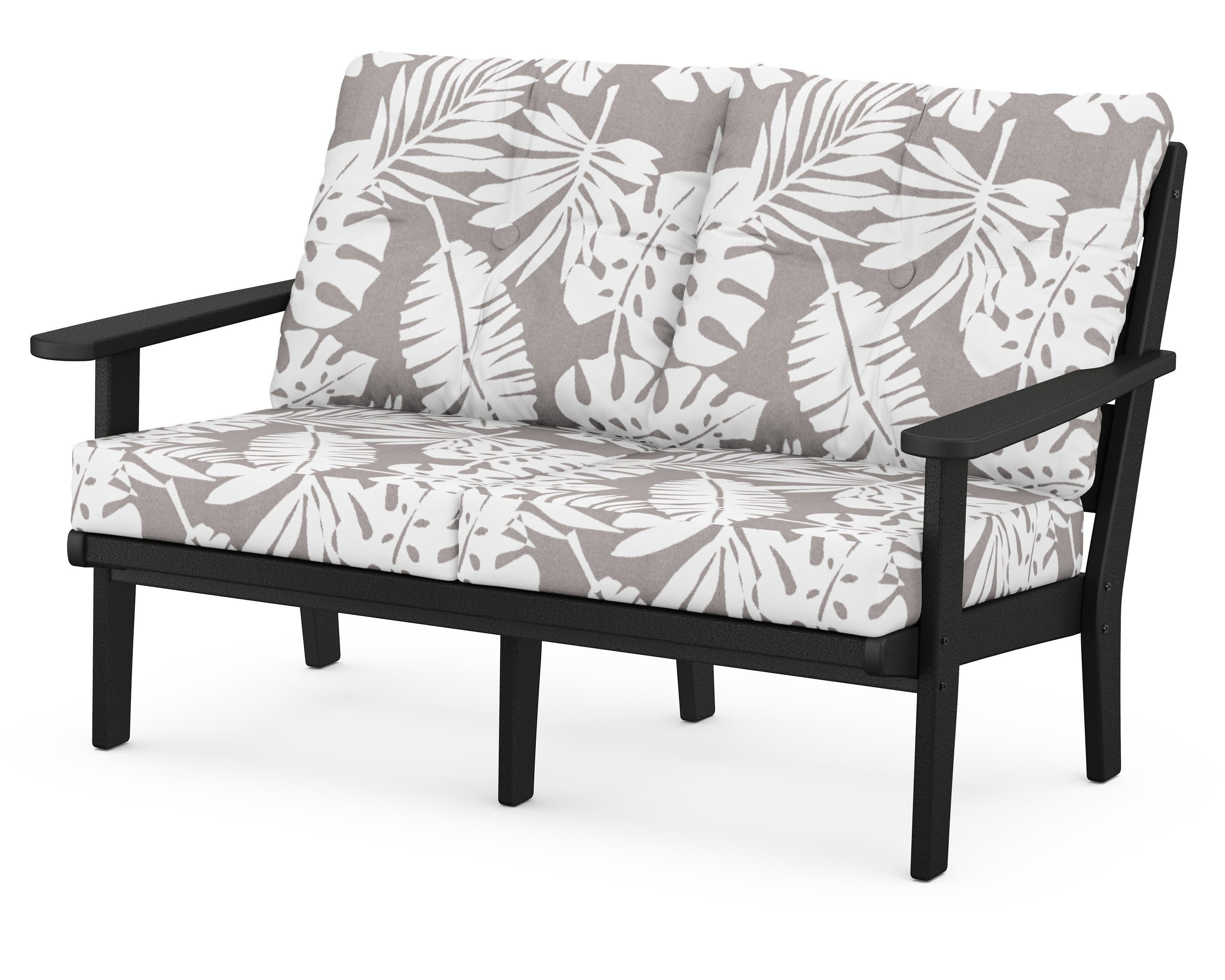 Lakeside Deep Seating Loveseat in Black / Leaf Grey Mist