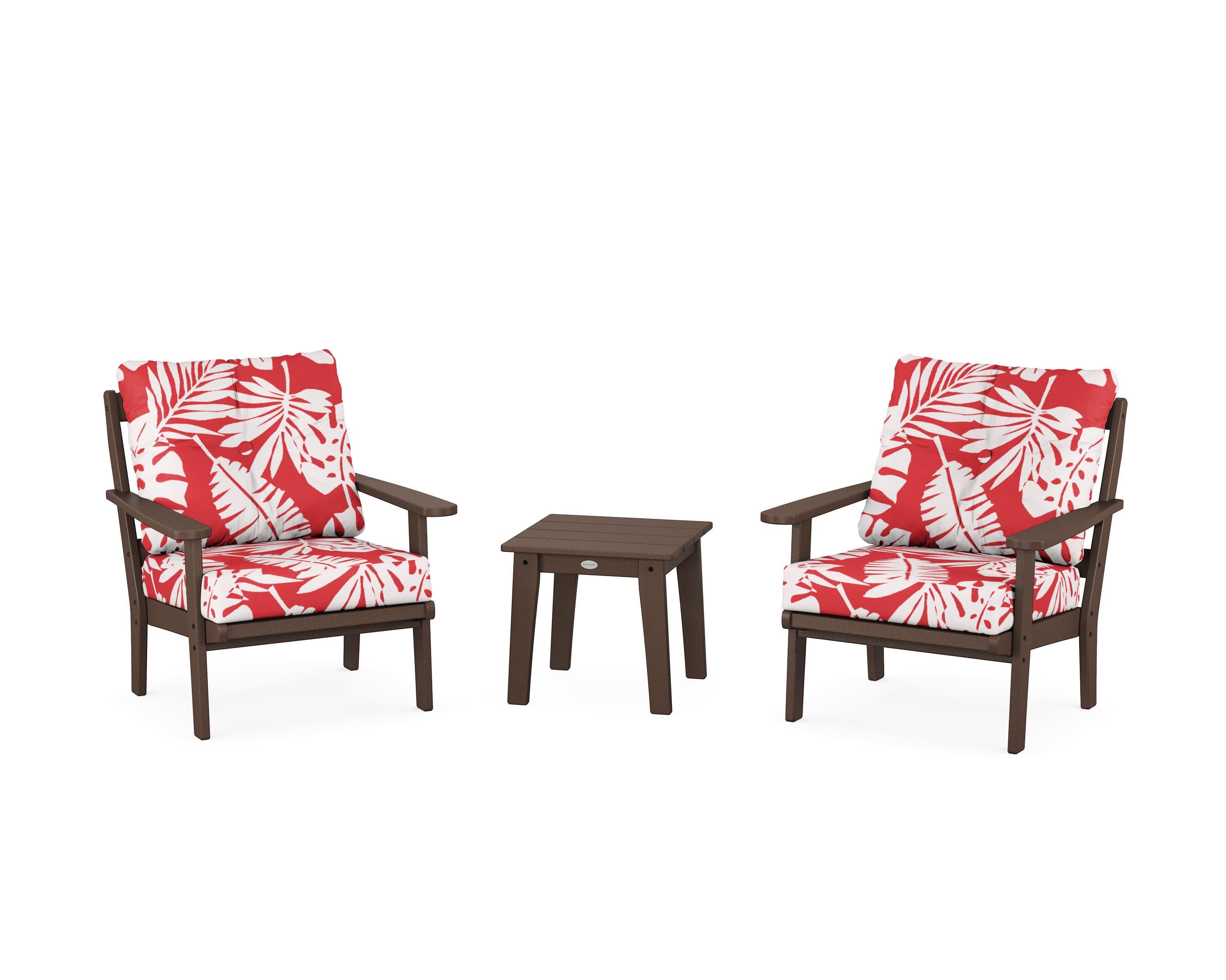 Mission 3-Piece Deep Seating Set in Mahogany / Leaf Crimson