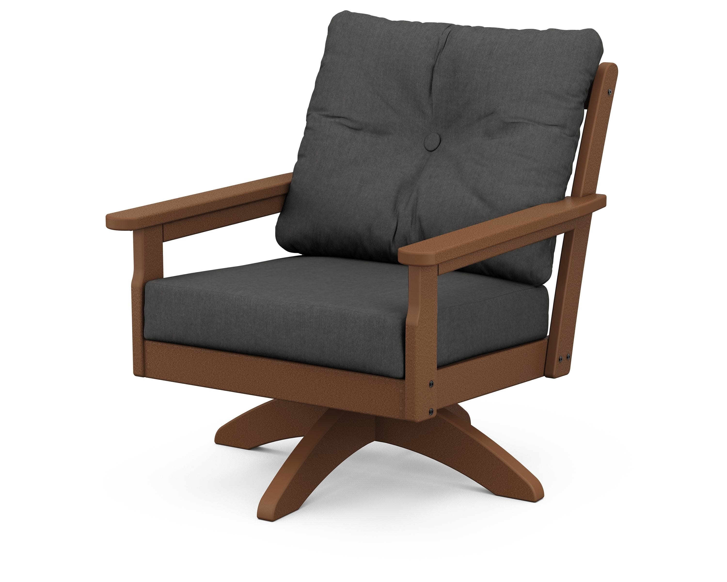 Vineyard Deep Seating Swivel Chair in Teak / Spectrum Carbon