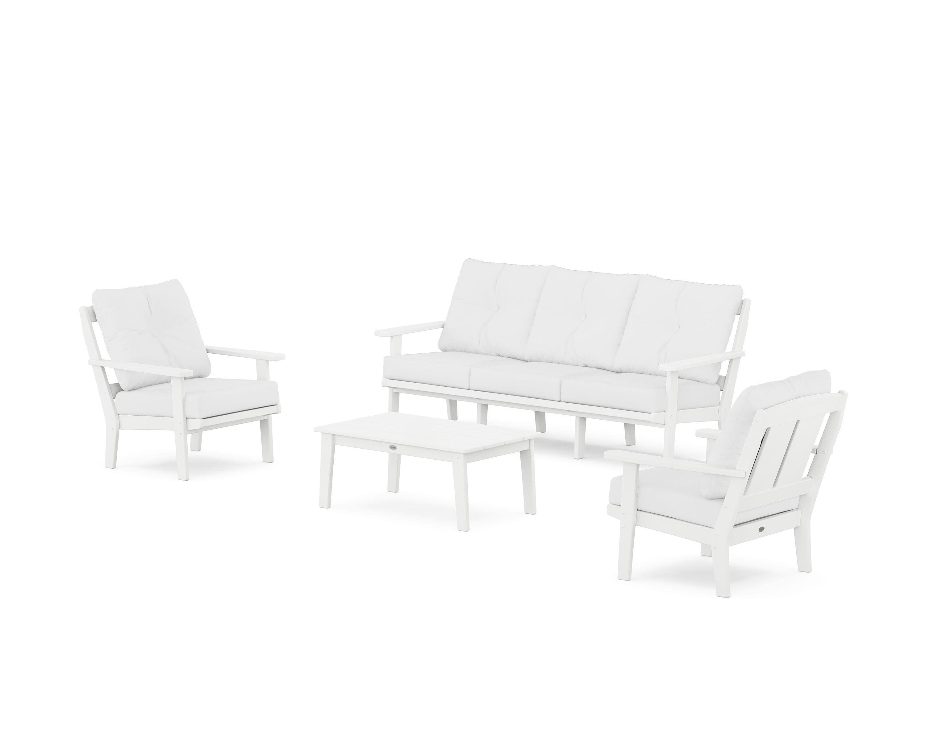 Mission 4-Piece Deep Seating Set with Sofa in White / Natural