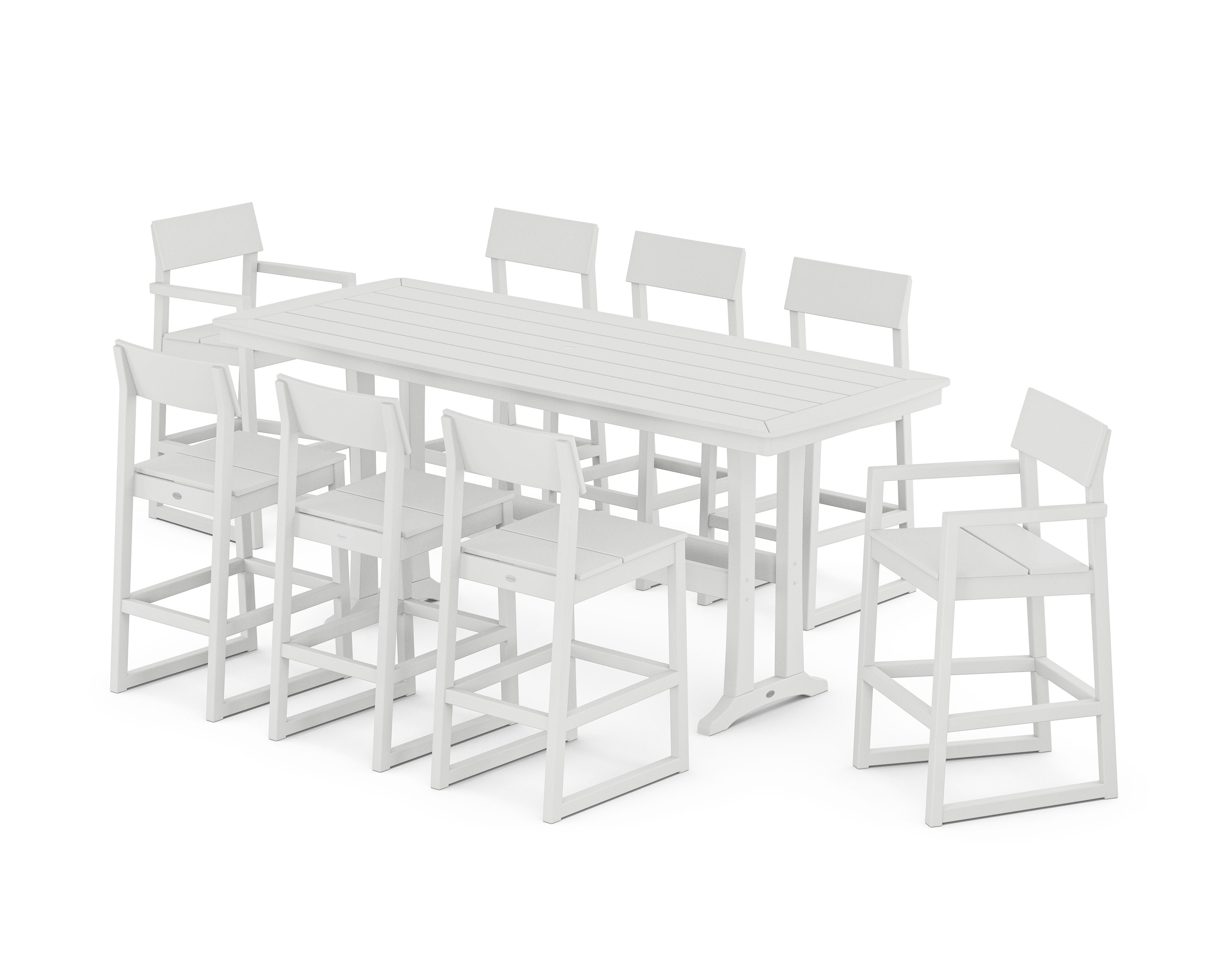 EDGE 9-Piece Bar Set with Trestle Legs in White
