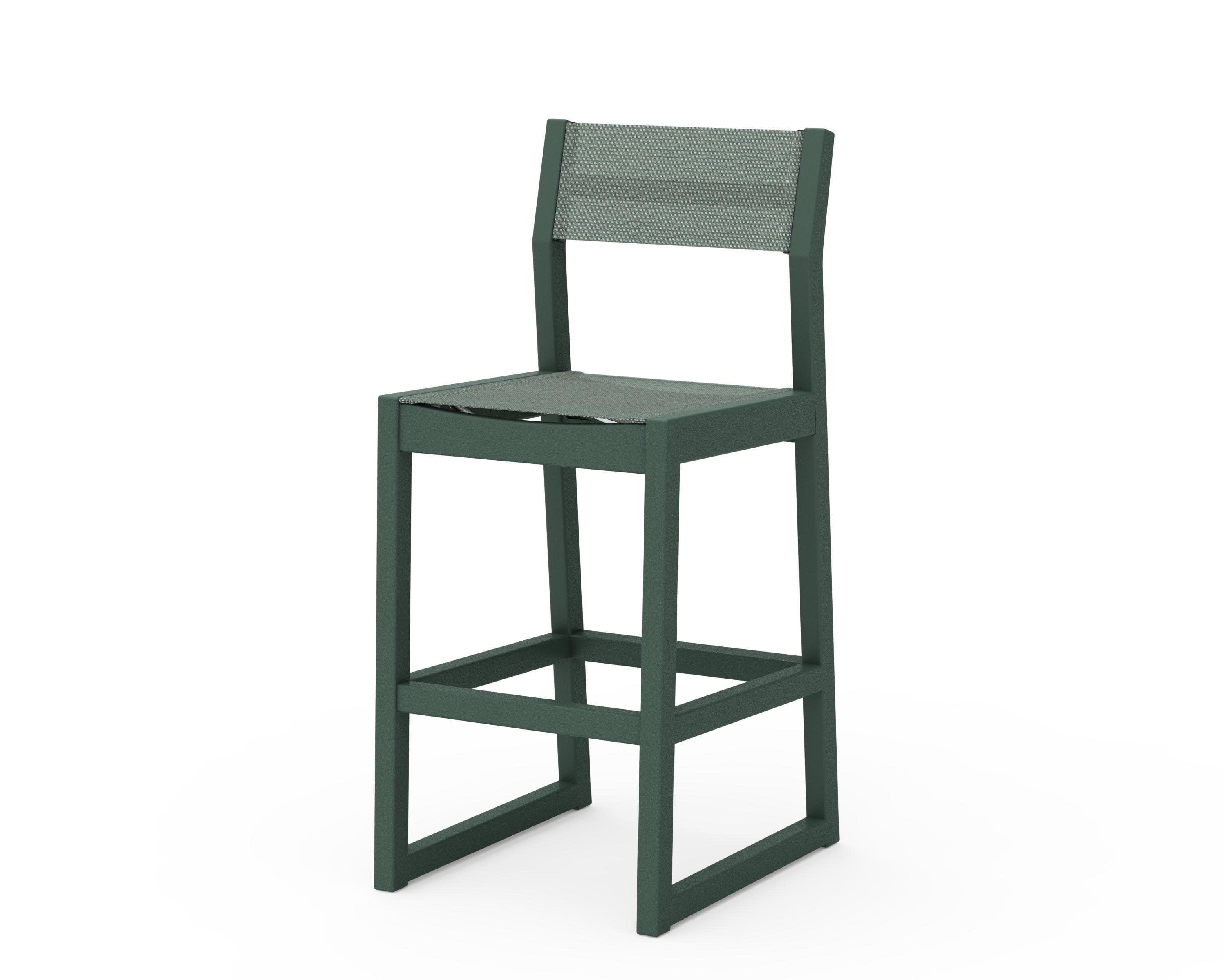 EDGE Sling Bar Side Chair in Green / Dupioni Sea Mist Sling