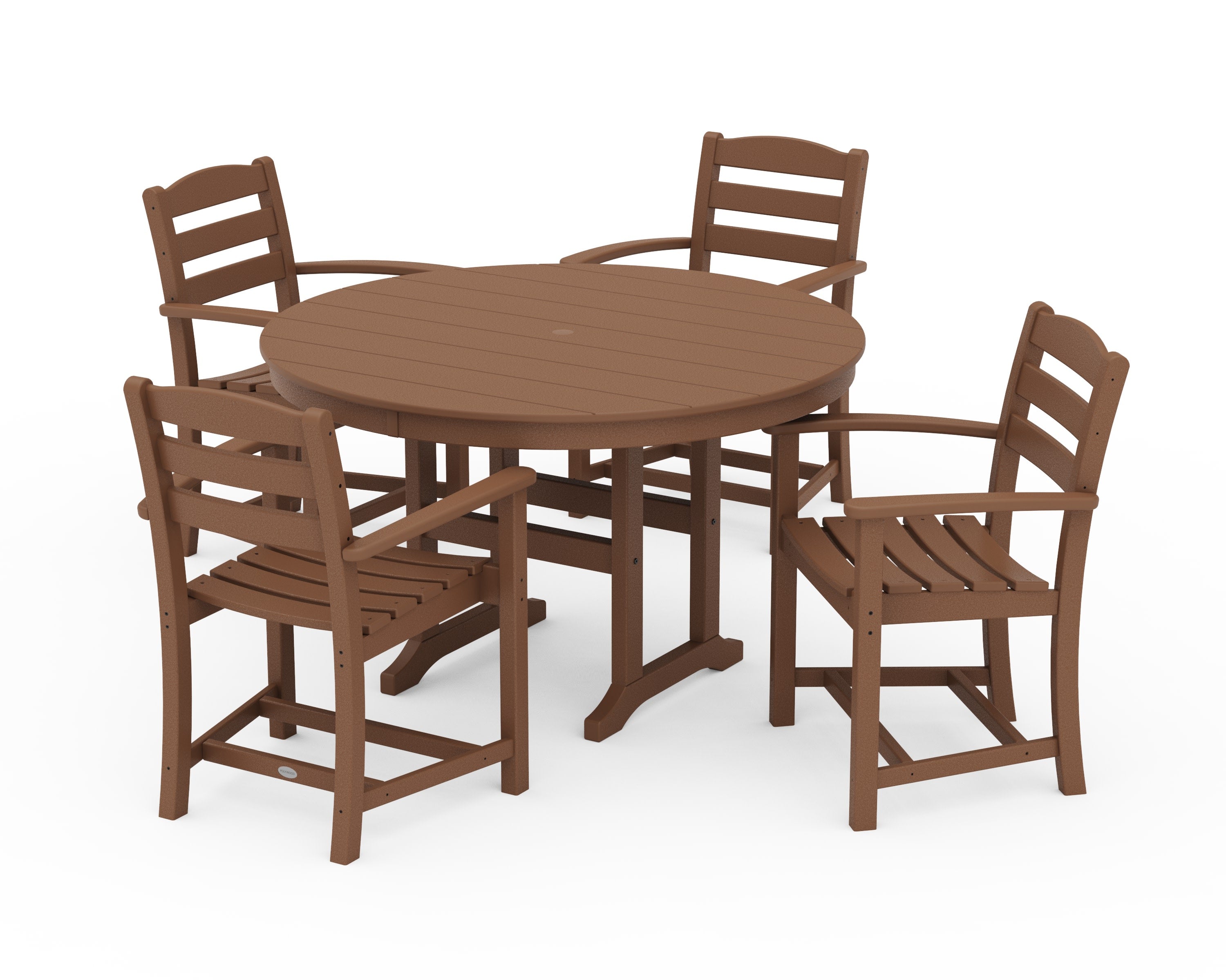 La Casa Caf 5-Piece Round Farmhouse Dining Set in Teak