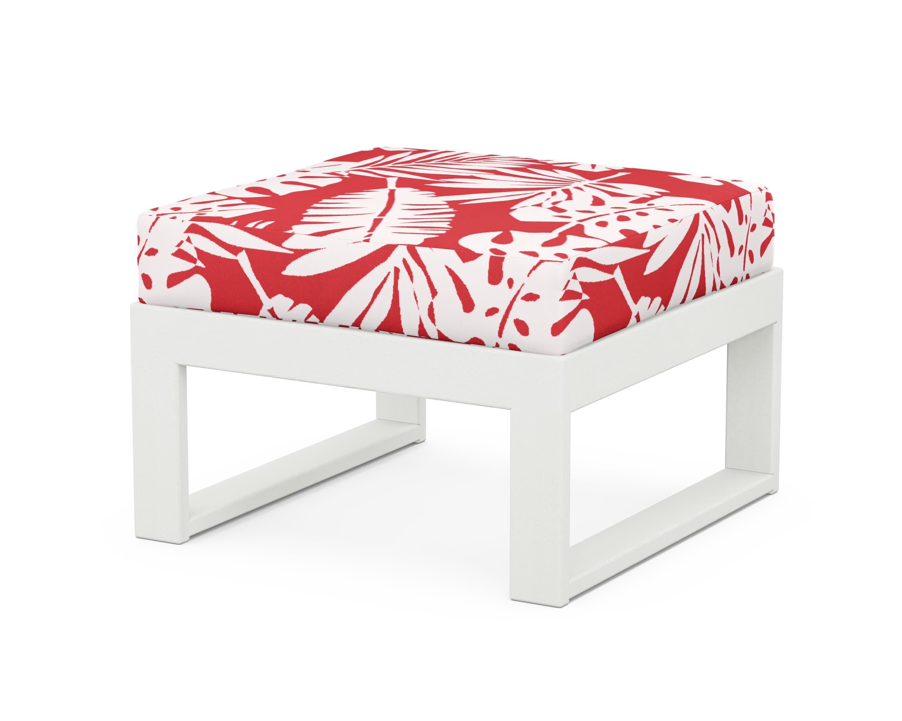 Modular Ottoman - Modern in Vintage White / Leaf Crimson