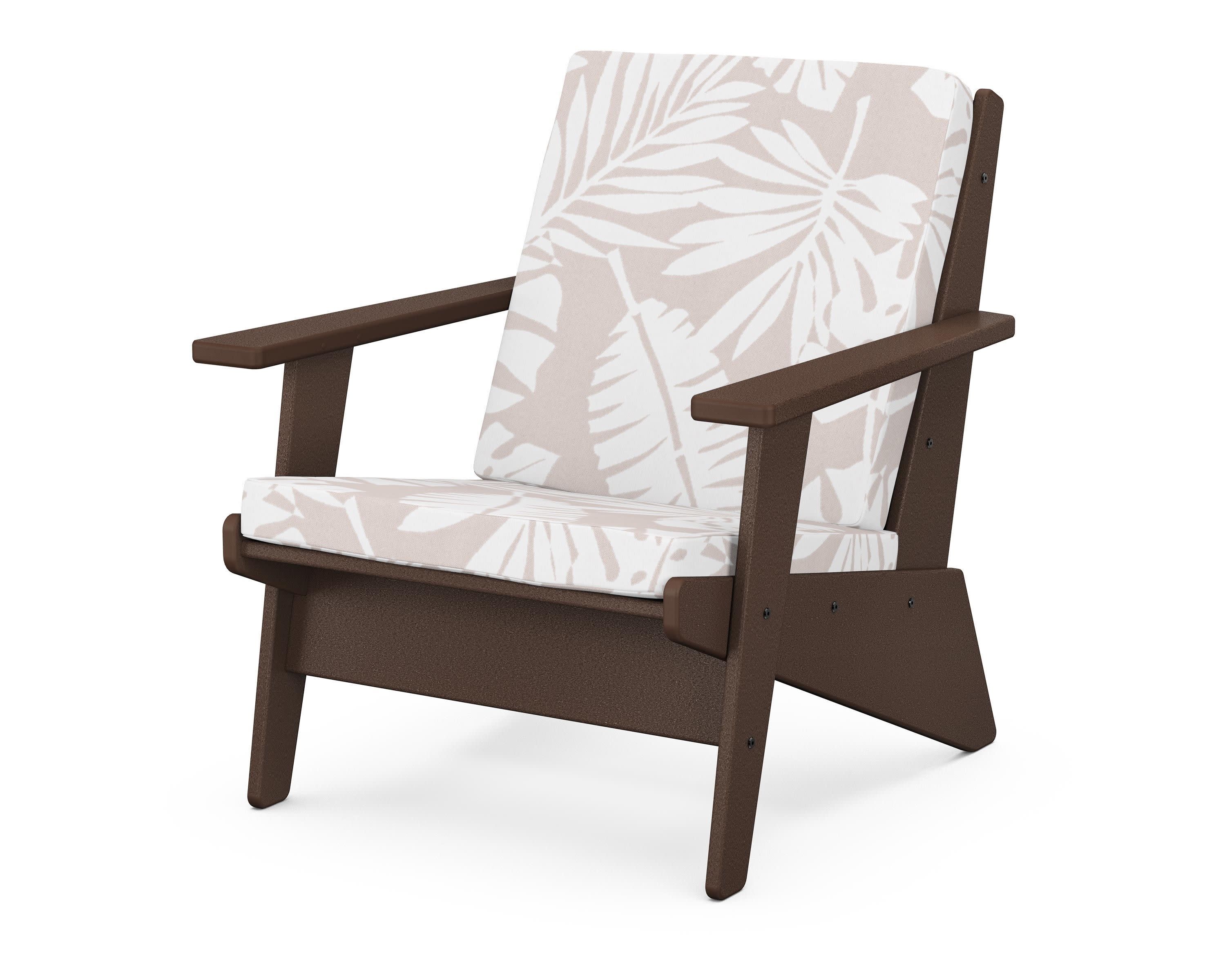 Riviera Modern Lounge Chair in Mahogany / Leaf Dune Burlap