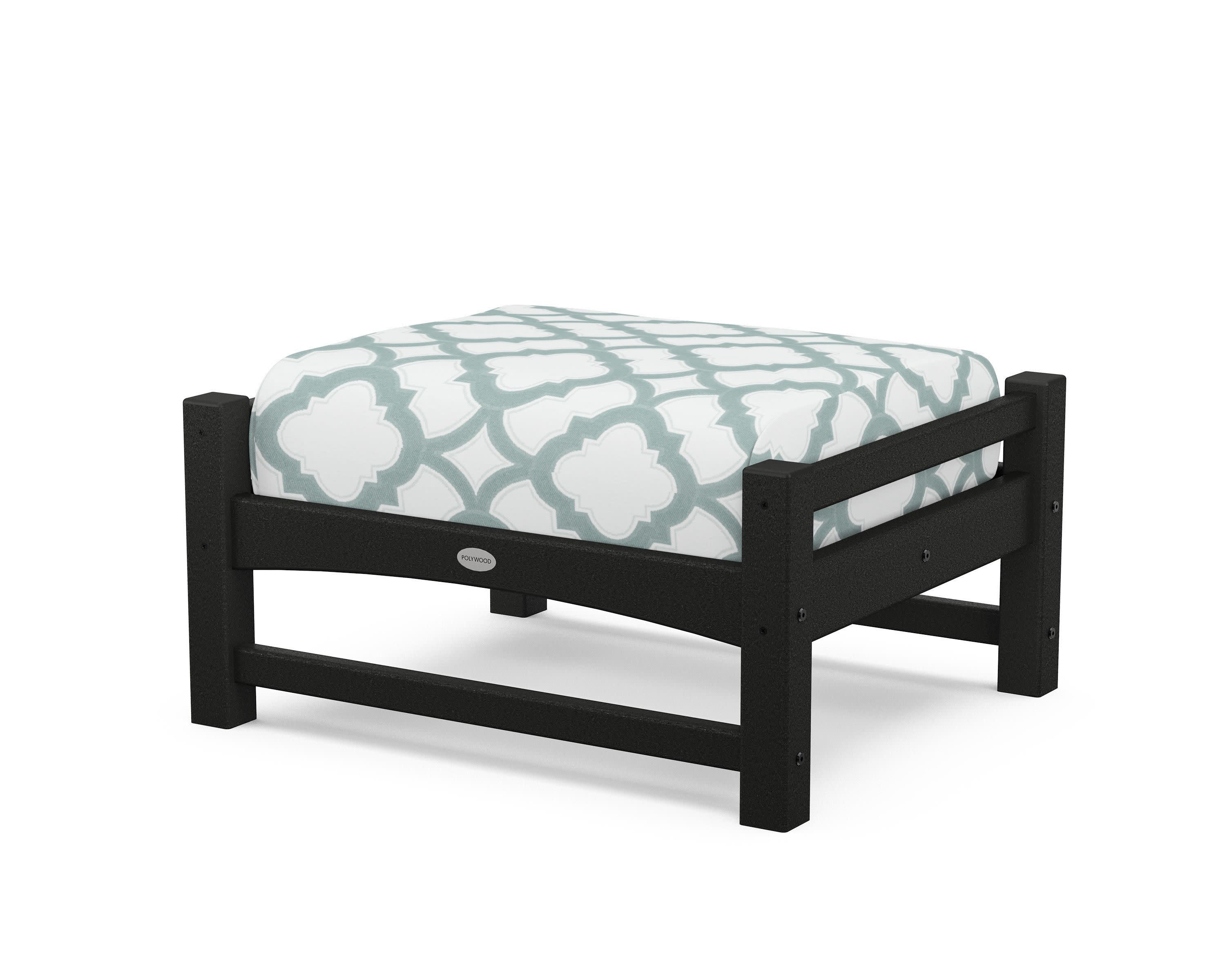 Club Ottoman in Black / Trellis Glacier Spa