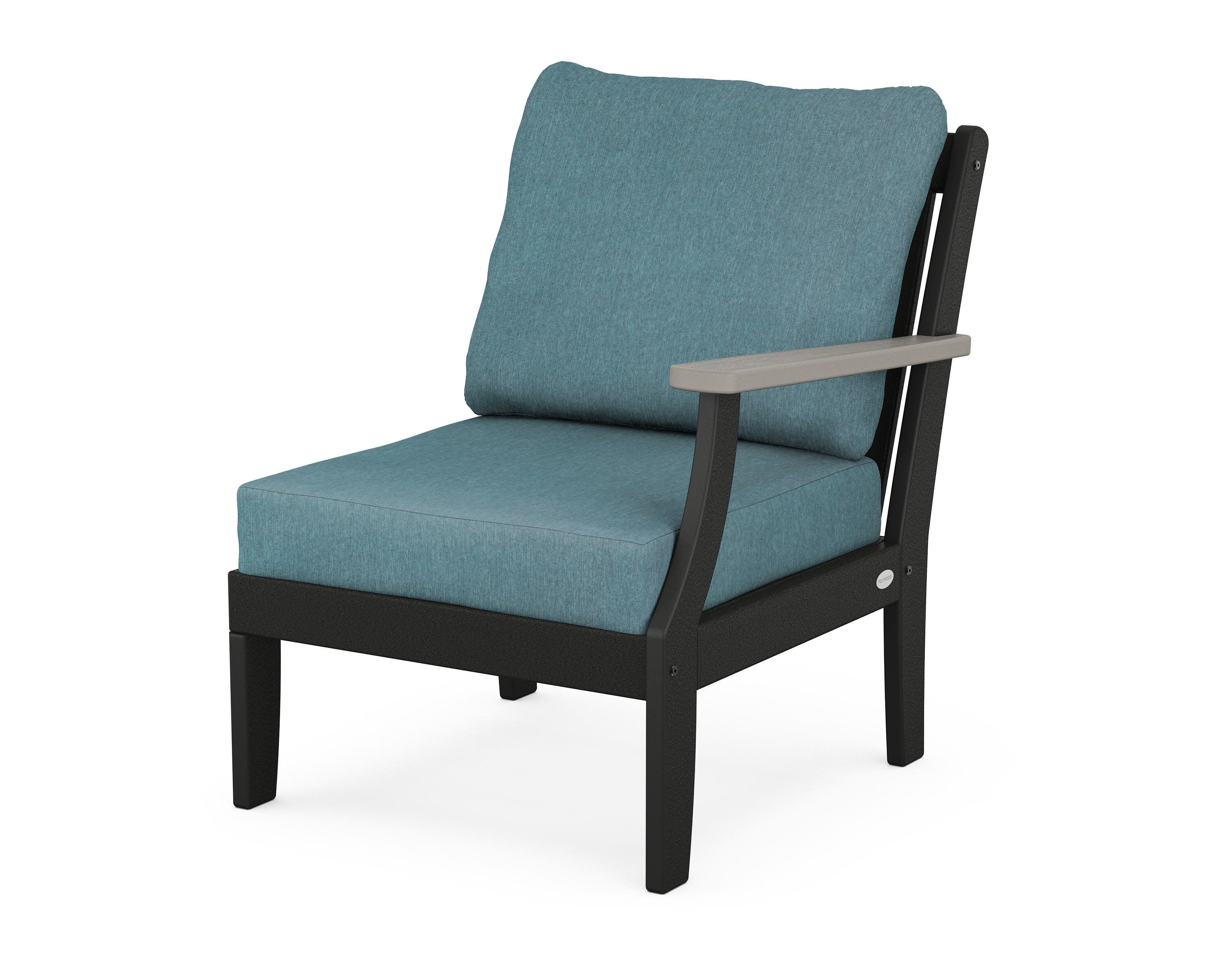 Braxton Modular Right Arm Chair in Black / Driftwood / Ocean Teal