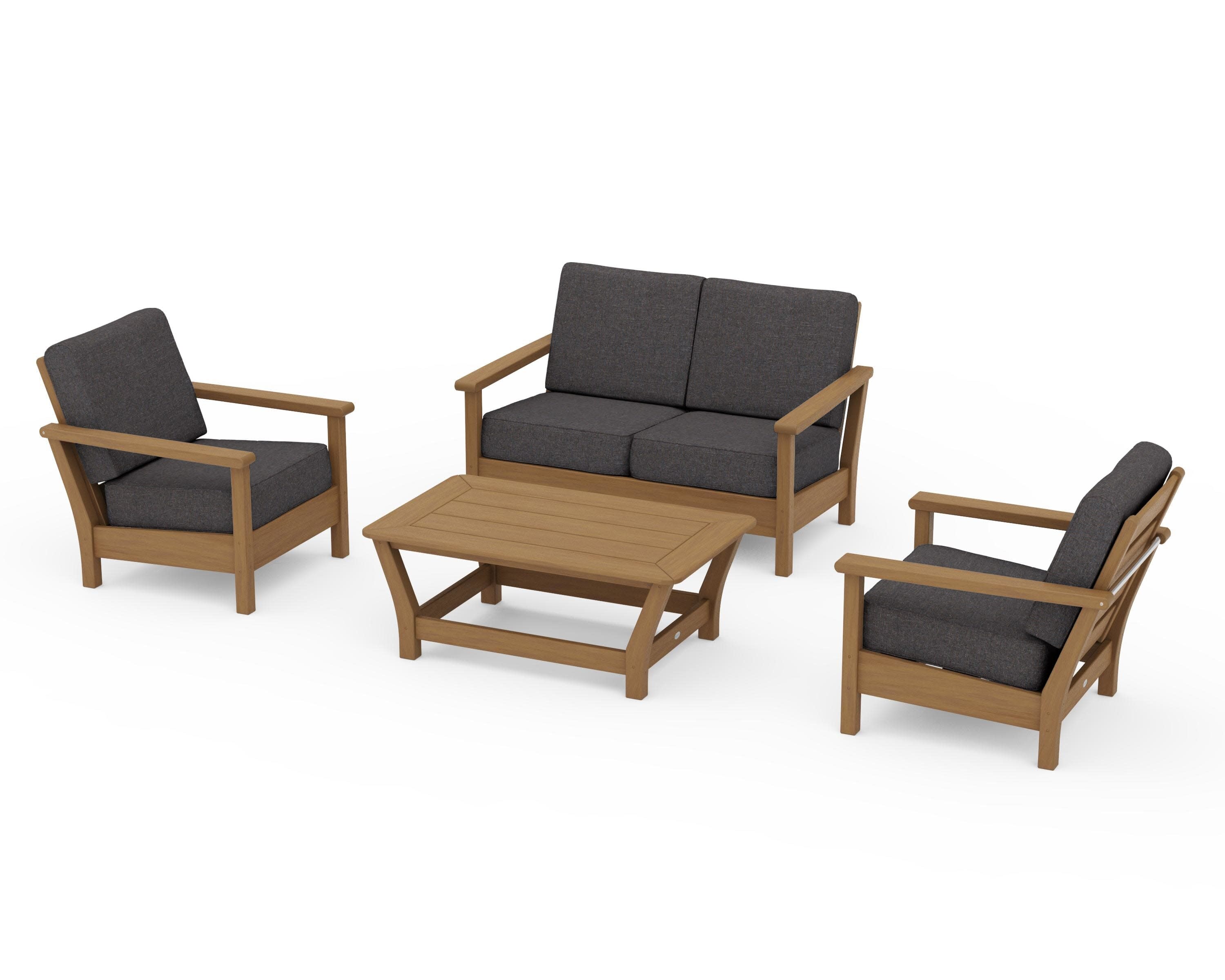 Harbour 4-Piece Deep Seating Set in Natural / Ash Charcoal