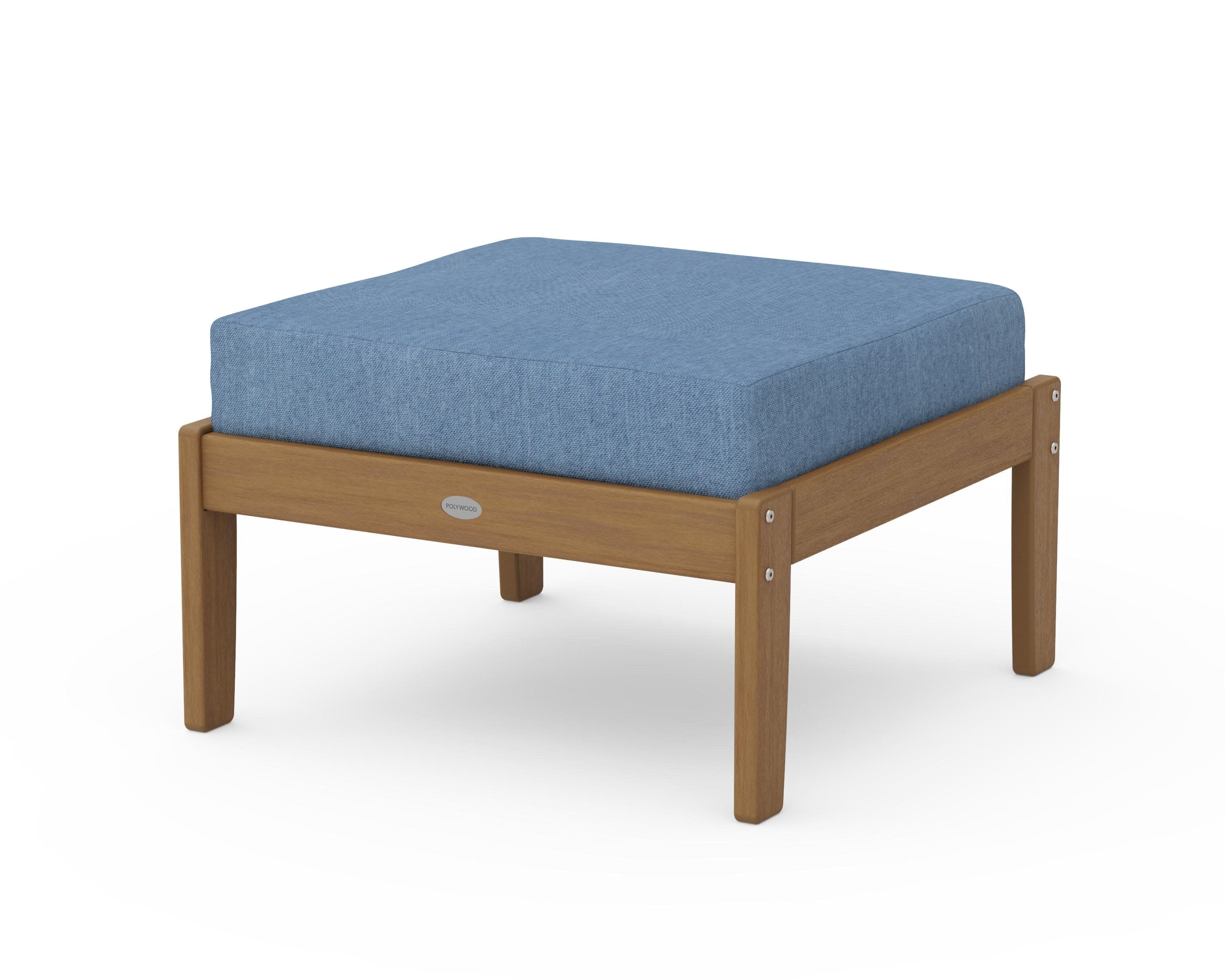Braxton Deep Seating Ottoman in Natural / Sky Blue