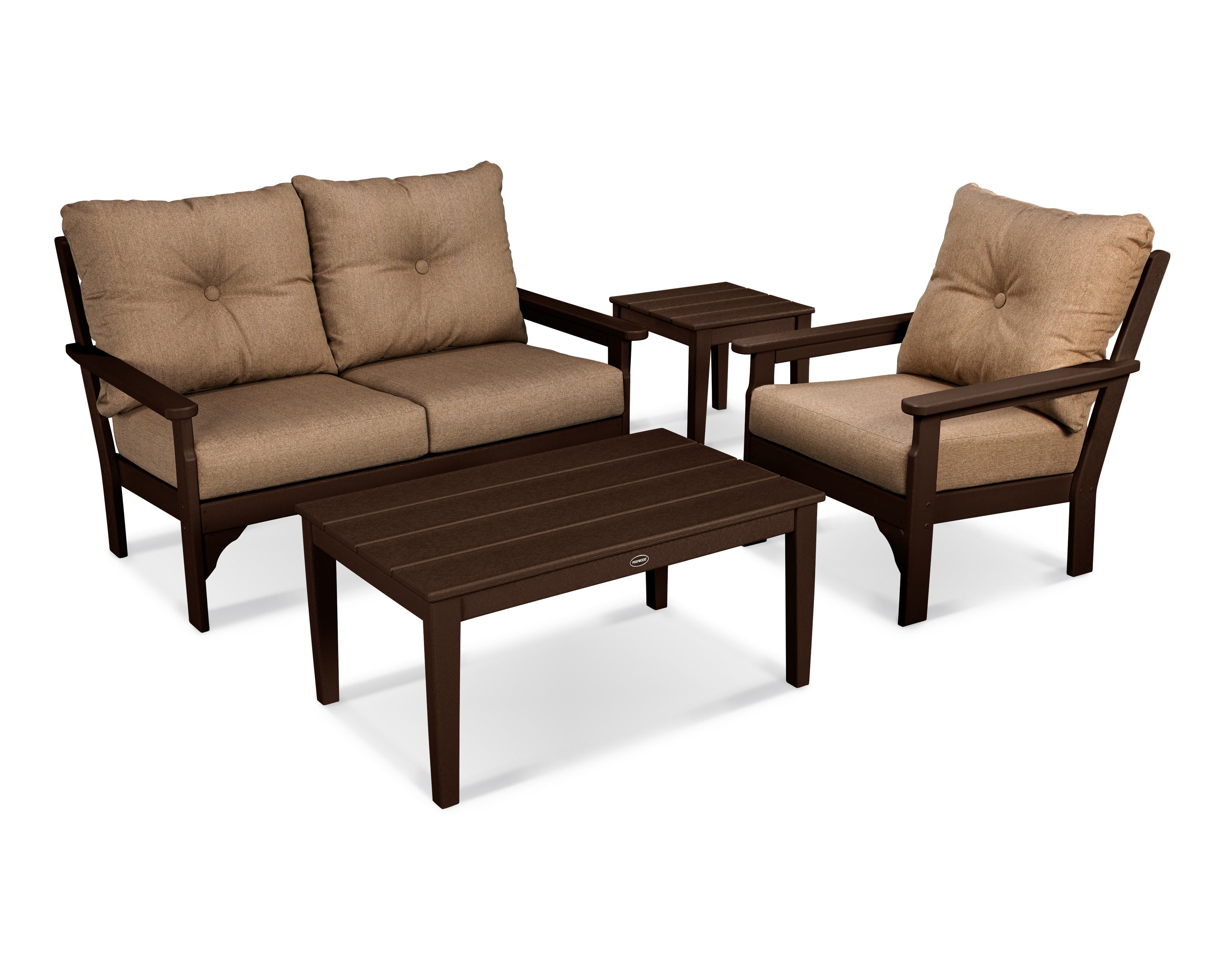 Vineyard 4-Piece Deep Seating Set in Mahogany / Sesame