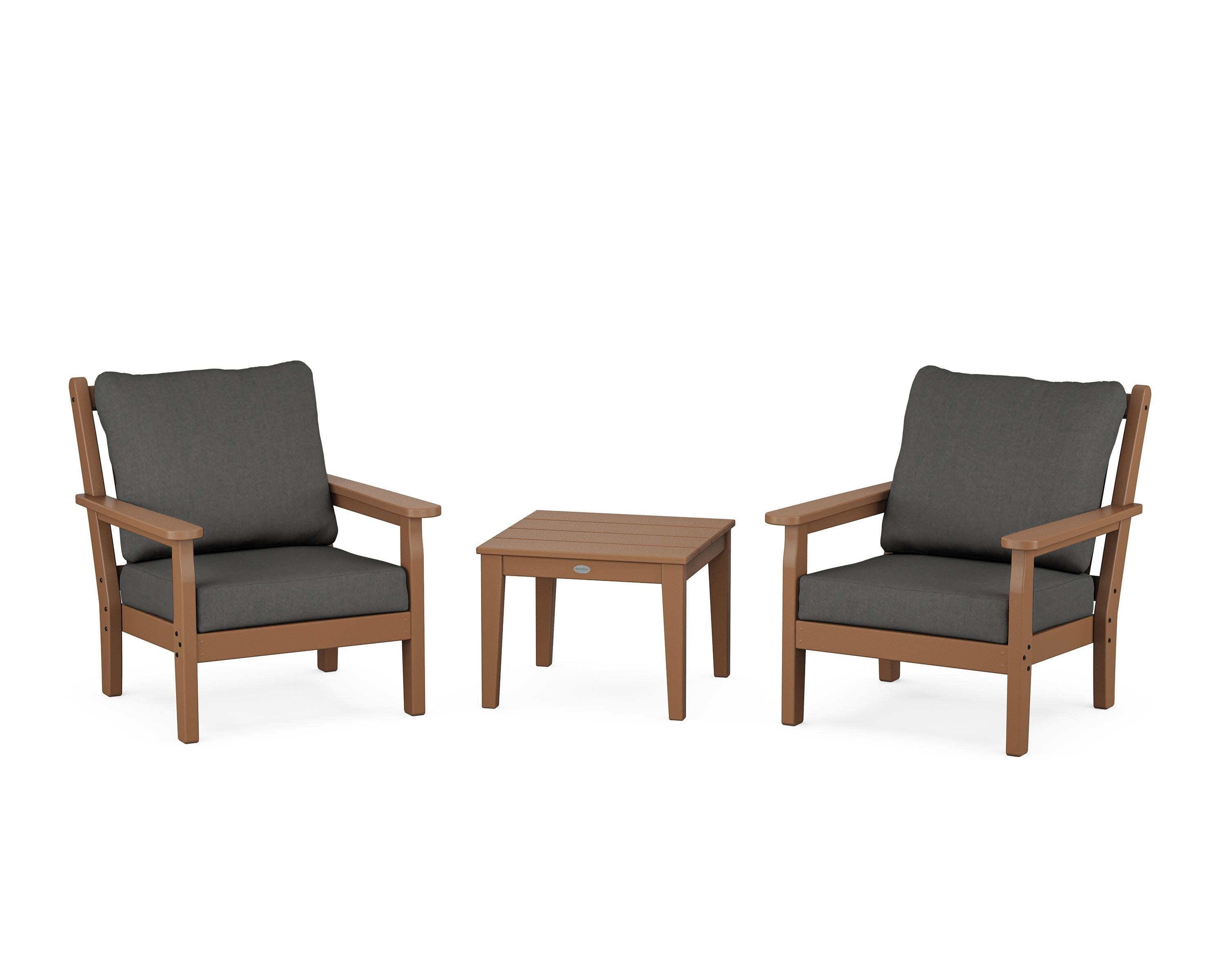 Chippendale 3-Piece Deep Seating Set in Teak / Spectrum Carbon