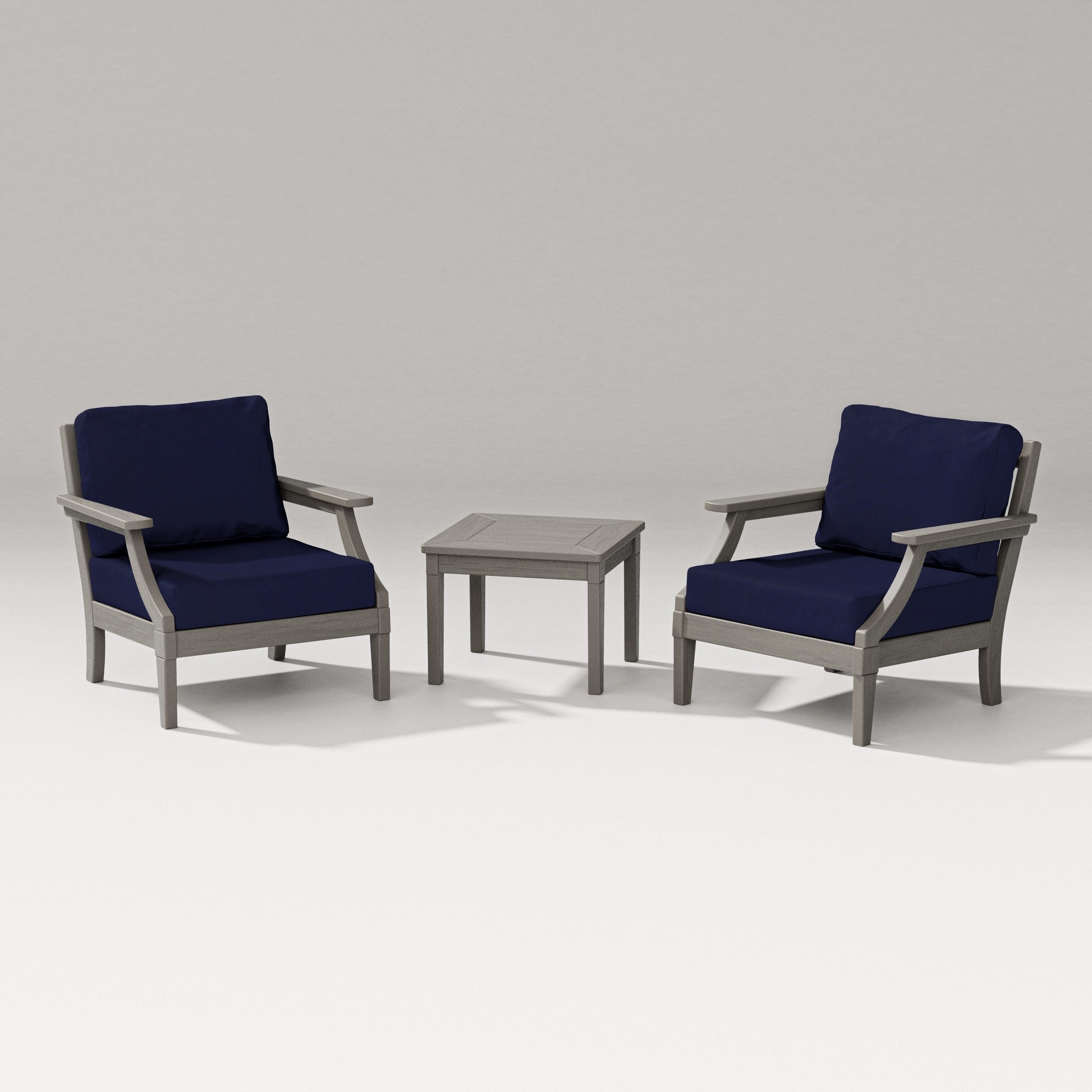 Estate 3-Piece Lounge Chair Set in Driftwood / Navy
