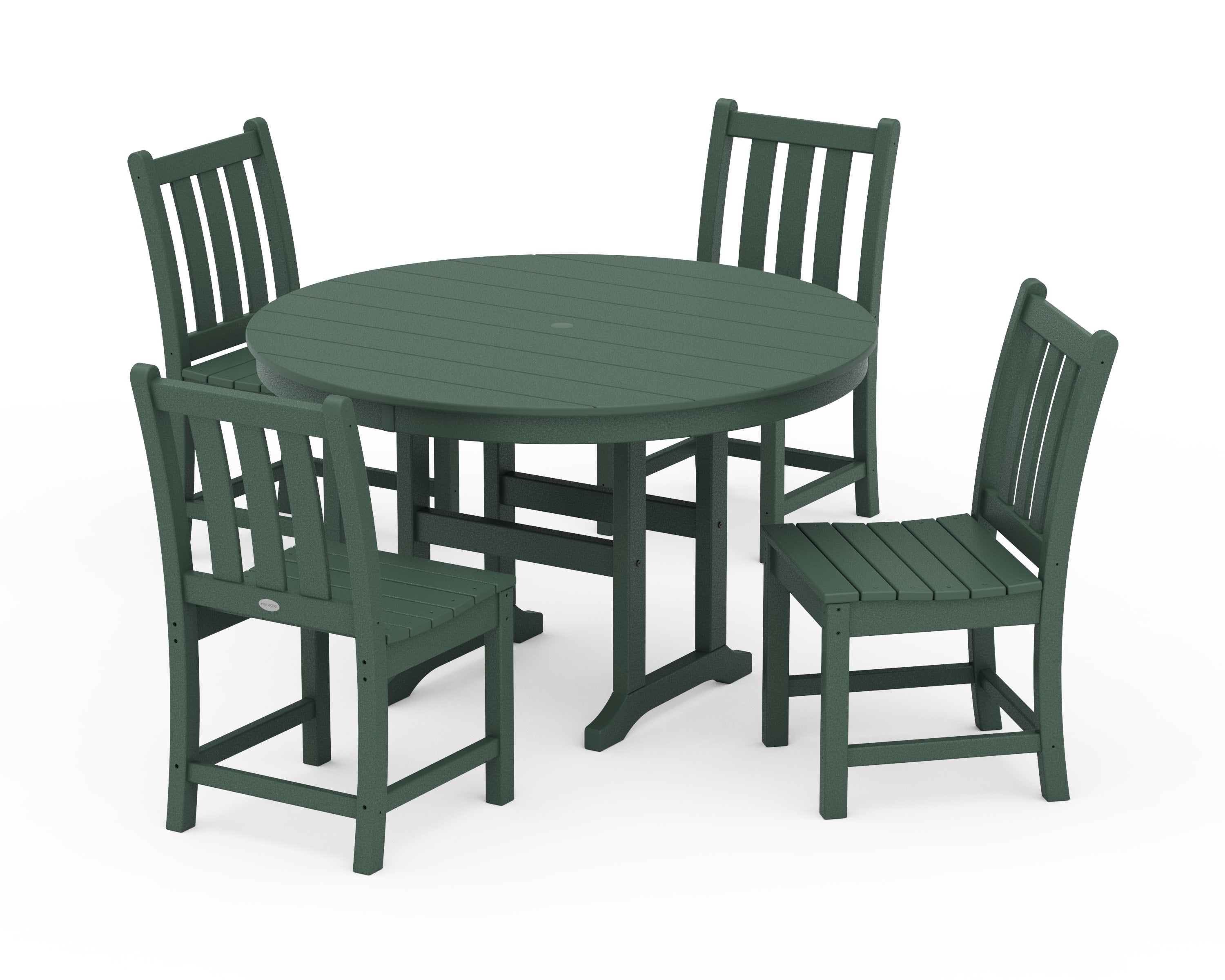 Traditional Garden Side Chair 5-Piece Round Farmhouse Dining Set in Green