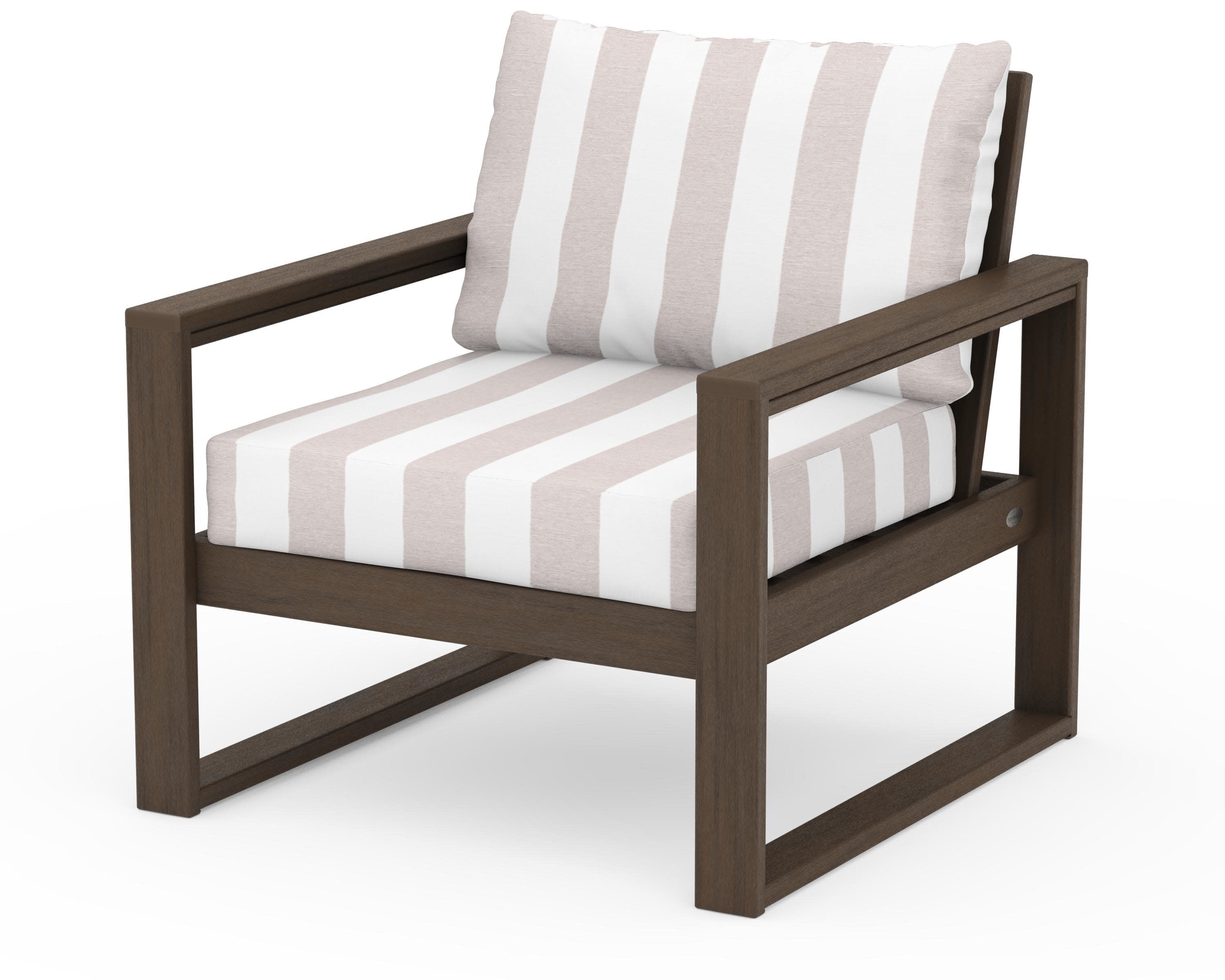 EDGE Club Chair in Kona / Cabana Stripe Dune Burlap