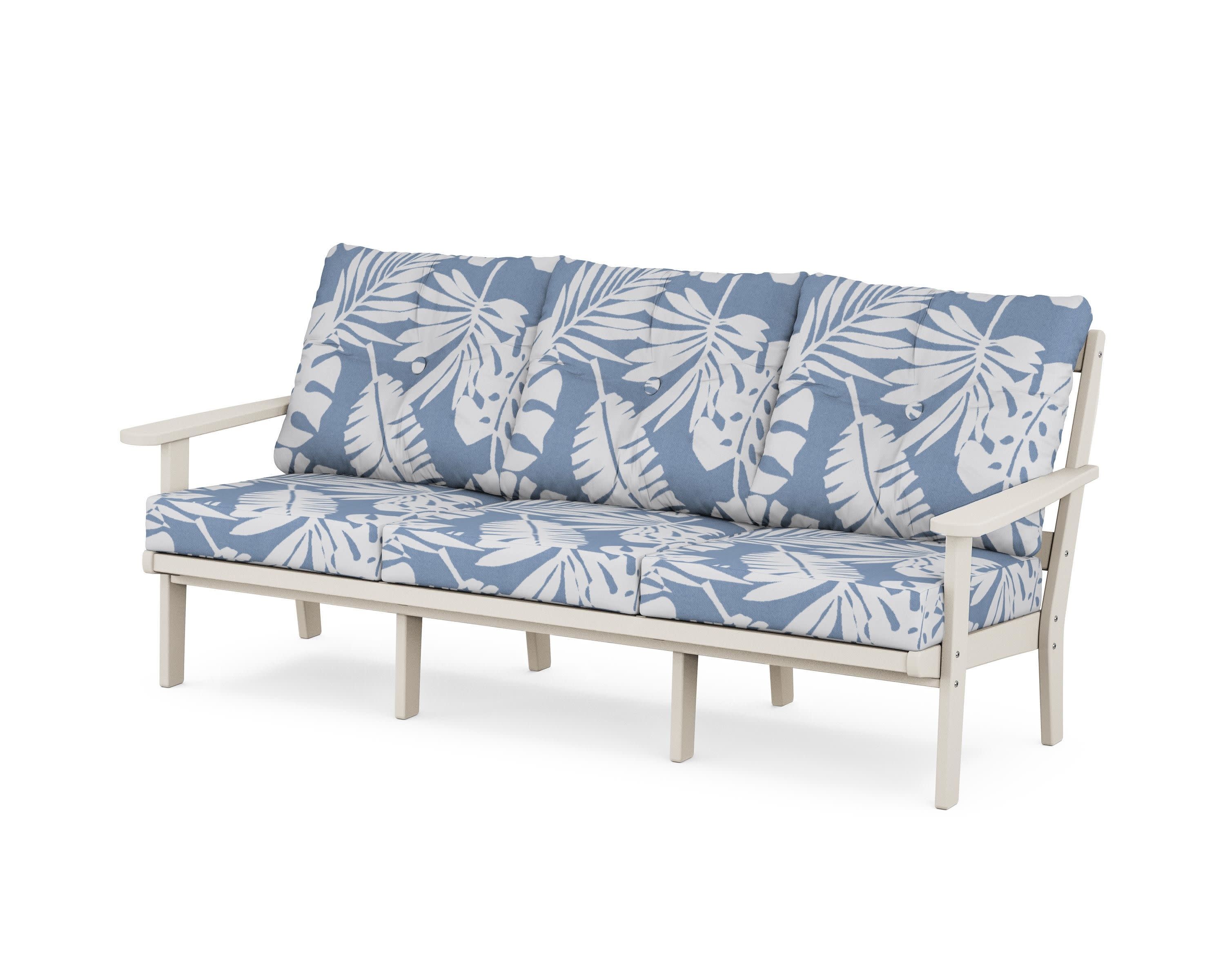 Mission Deep Seating Sofa in Sand / Leaf Sky Blue