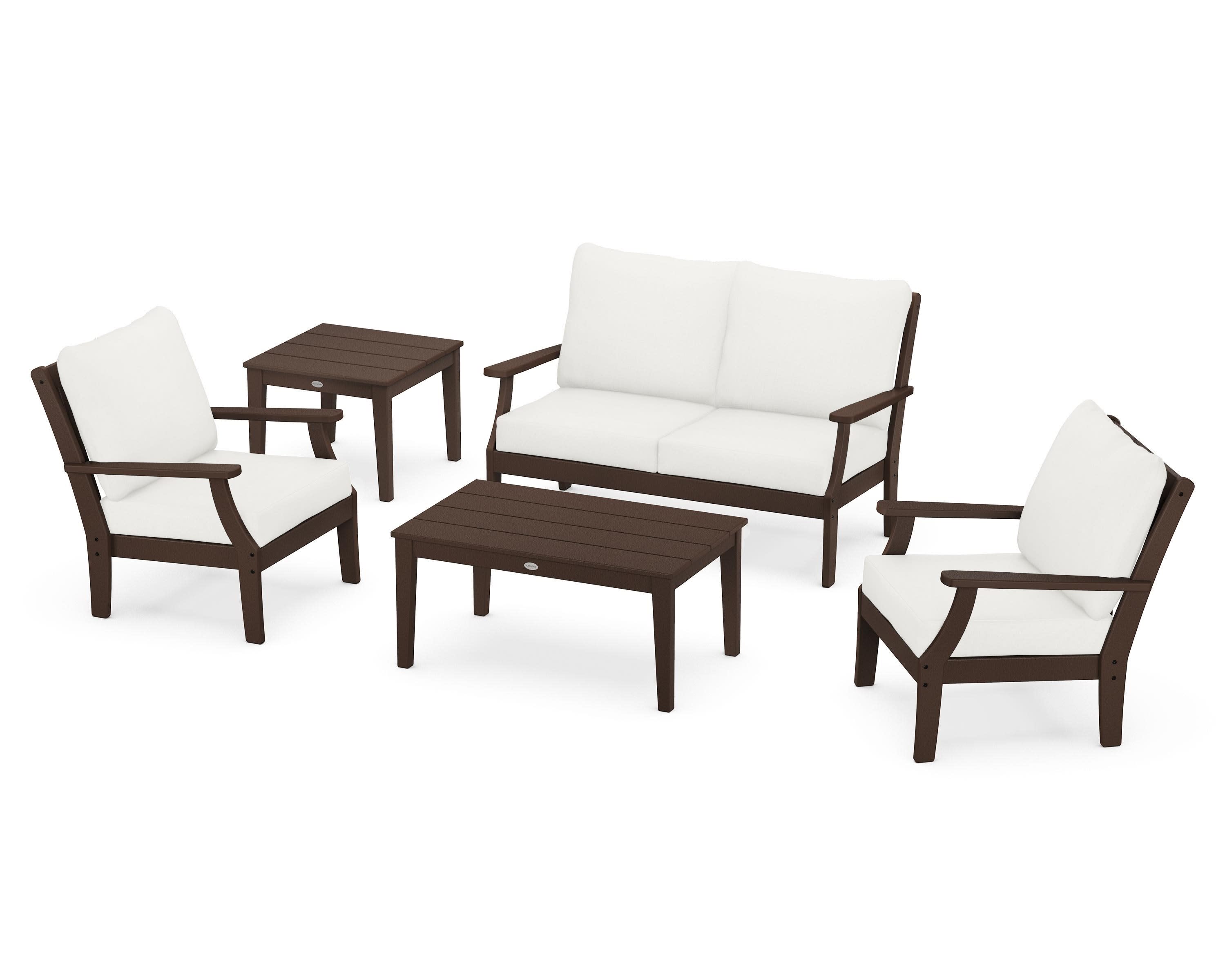 Braxton 5-Piece Deep Seating Set in Mahogany / Natural Linen