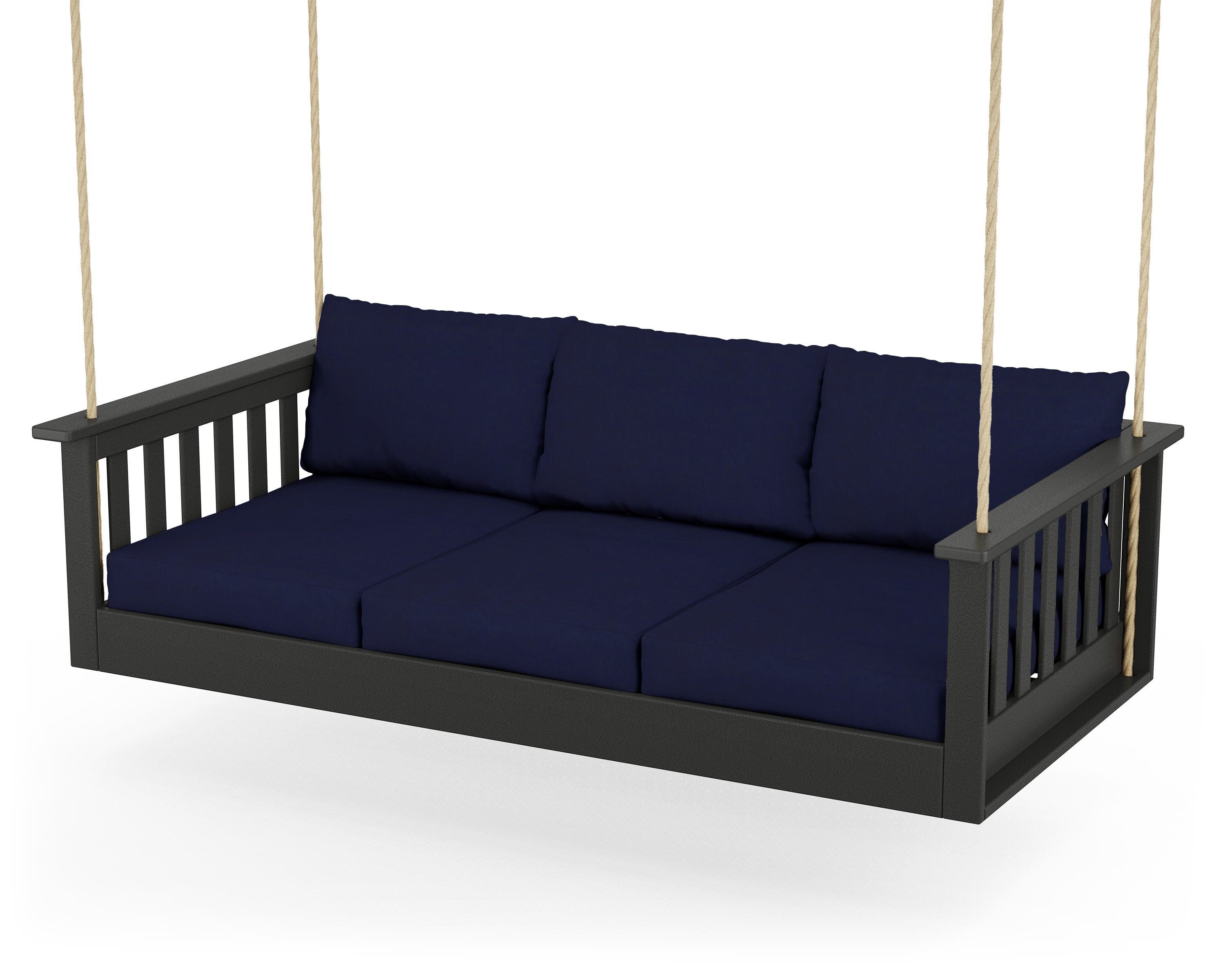 Vineyard Daybed Swing in Black / Navy