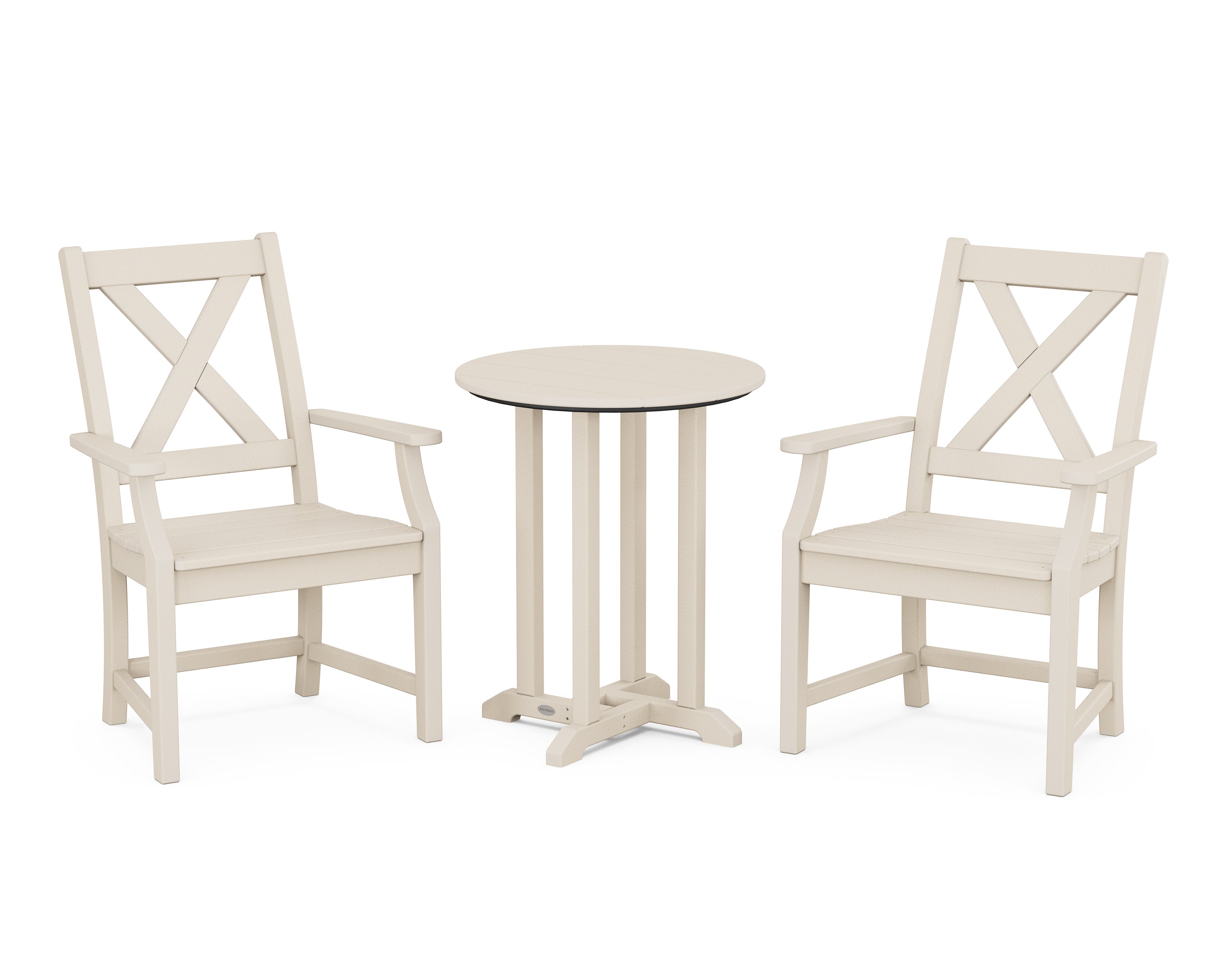 Braxton 3-Piece Round Bistro Dining Set in Sand