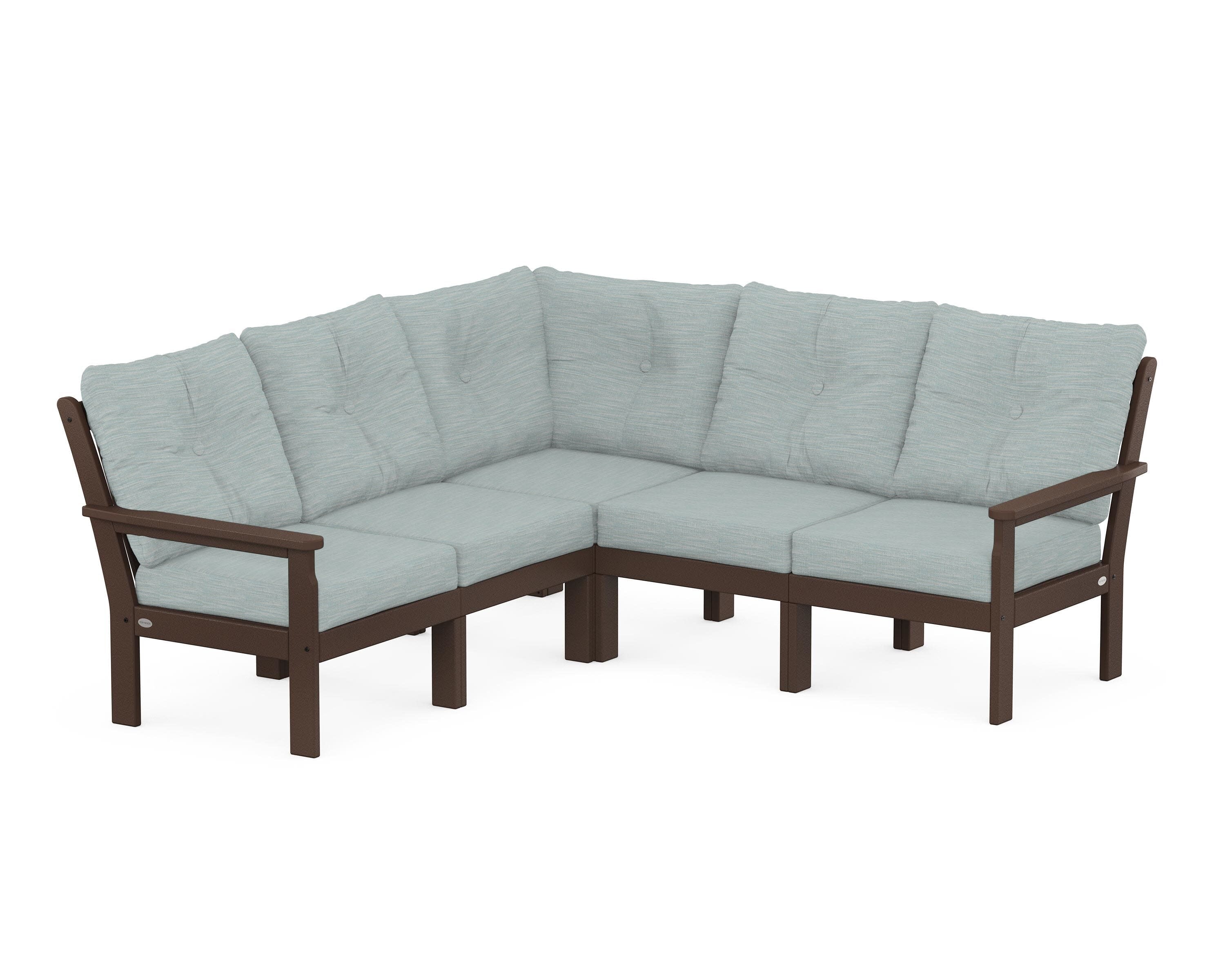 Vineyard 5-Piece Sectional in Mahogany / Soothe Mist