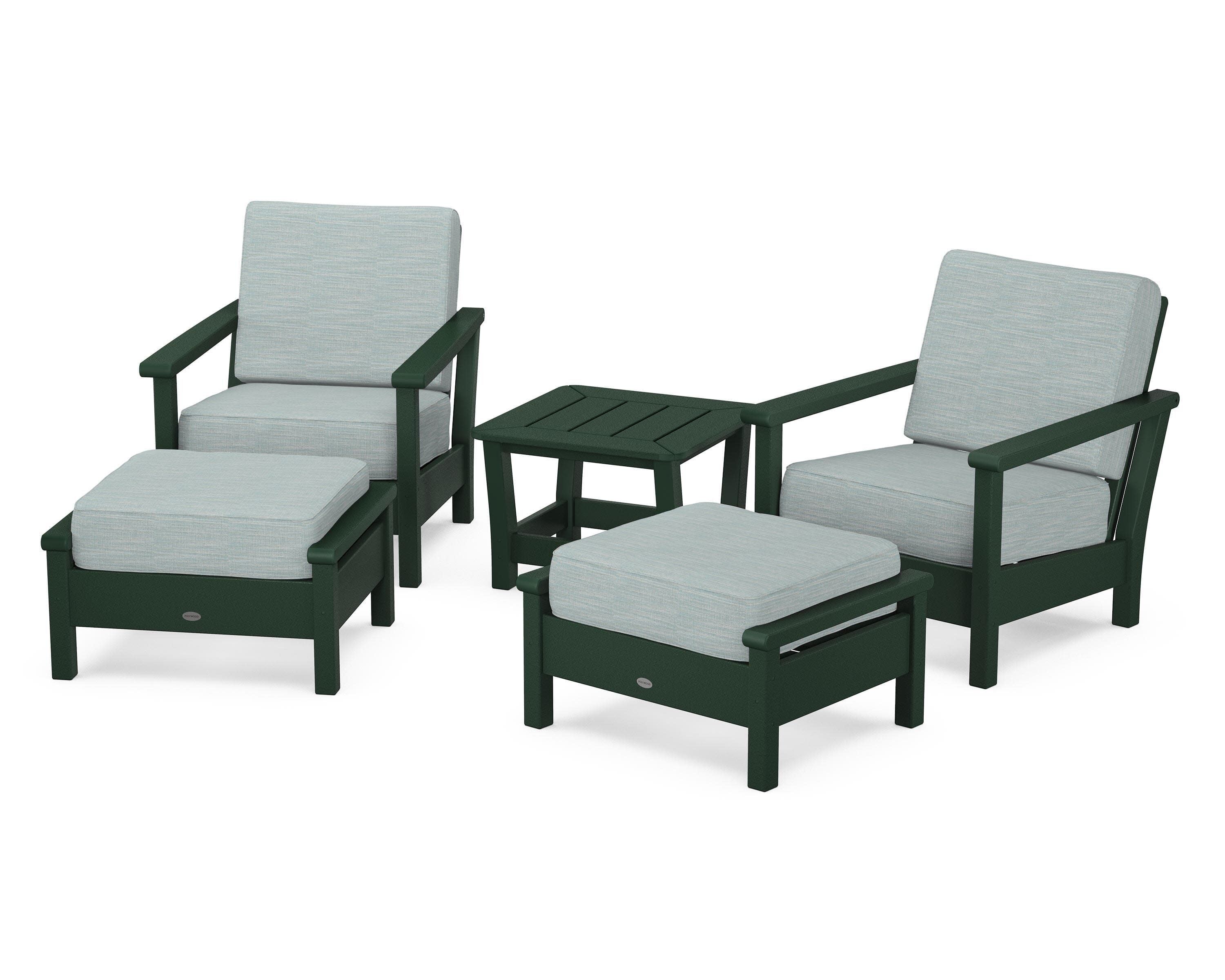 Harbour 5-Piece Deep Seating Chair Set in Green / Soothe Mist