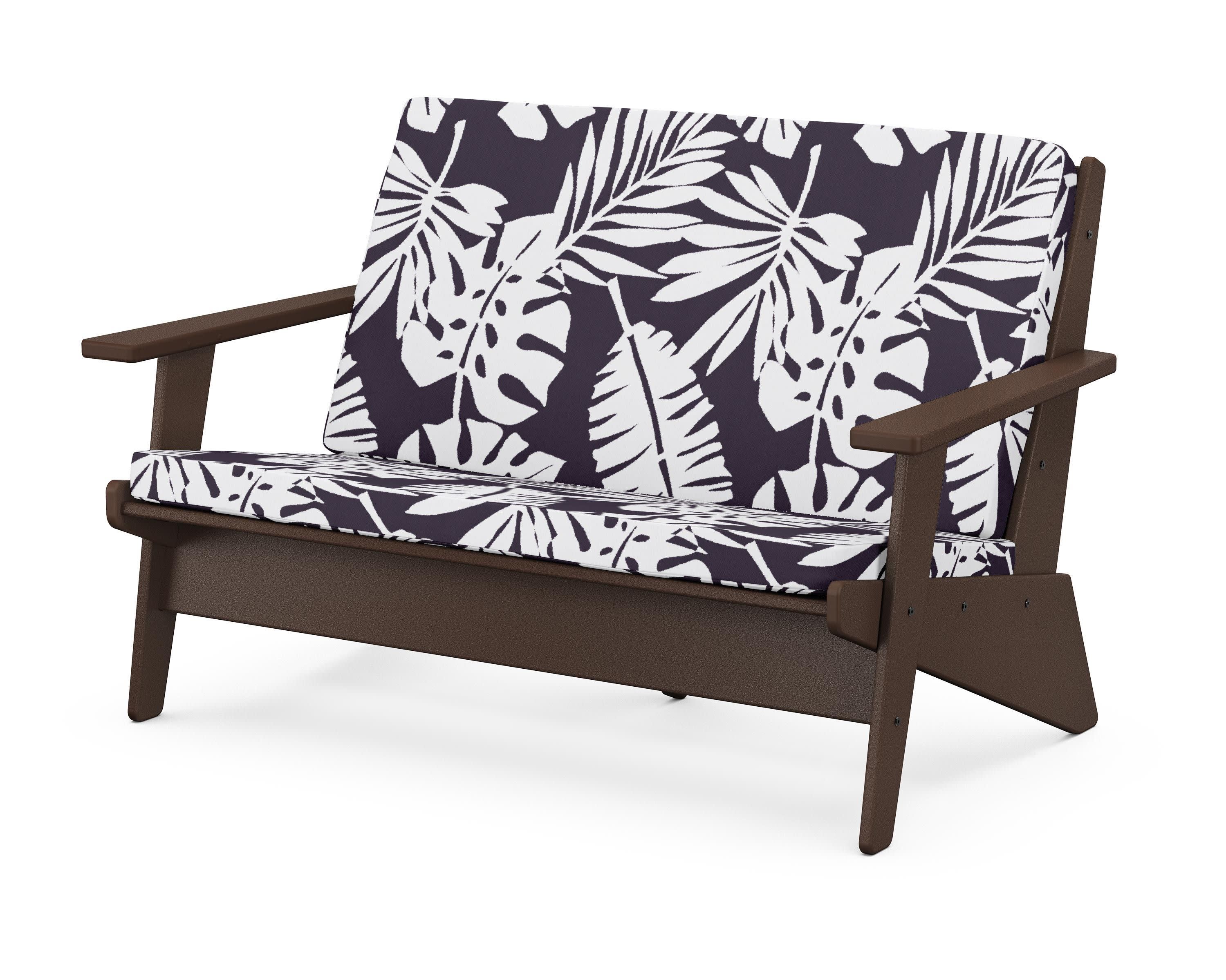 Riviera Modern Lounge Loveseat in Mahogany / Leaf Navy