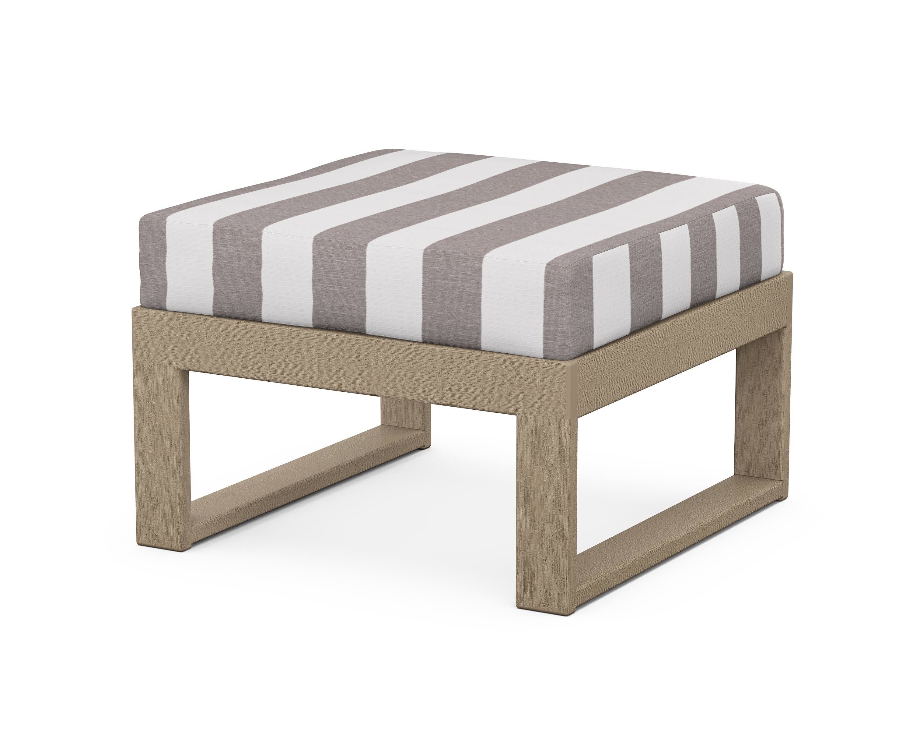 Modular Ottoman - Modern in Vintage Sahara / Cabana Stripe Grey Mist