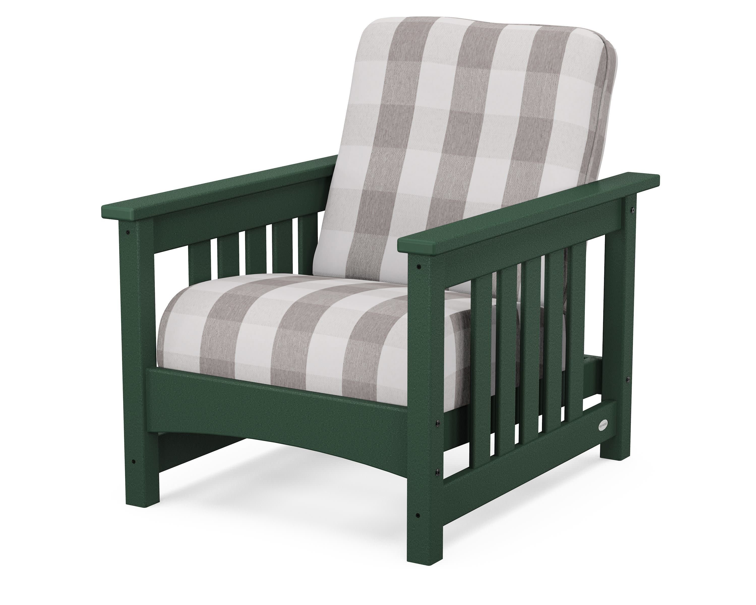 Club Mission Chair in Green / Buffalo Plaid Grey Mist