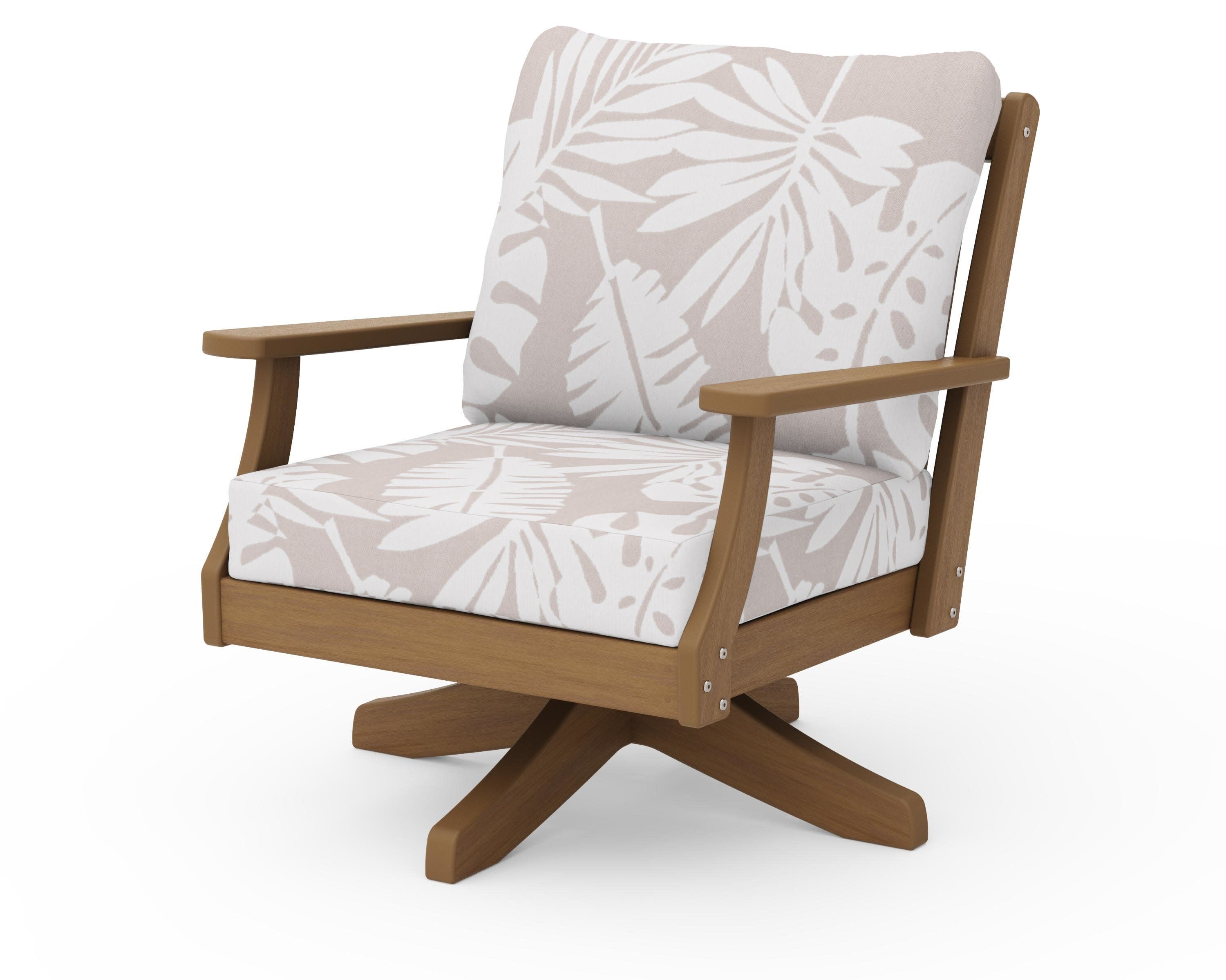 Braxton Deep Seating Swivel Chair in Natural / Leaf Dune Burlap