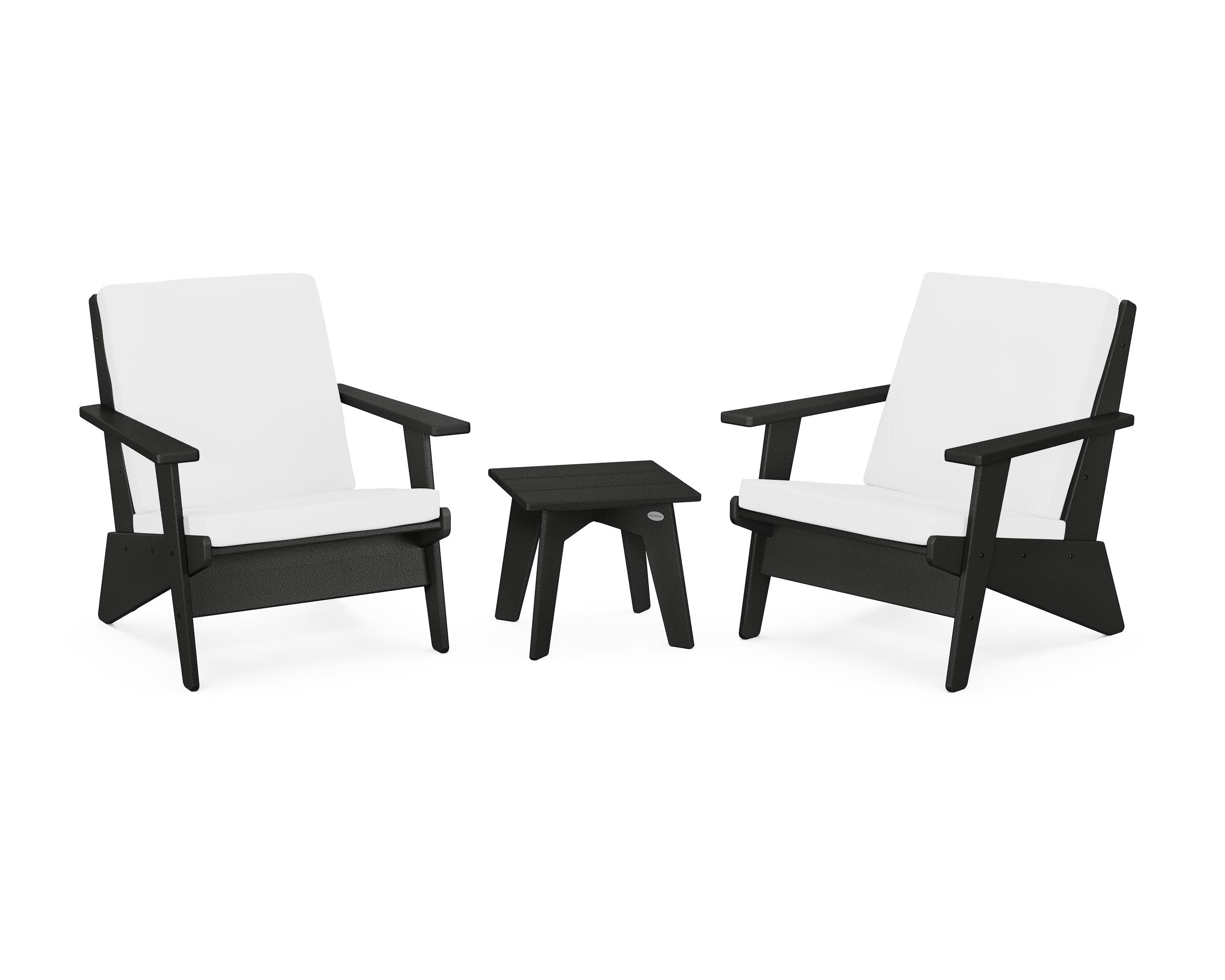 Riviera Modern Lounge 3-Piece Set in Black / Natural