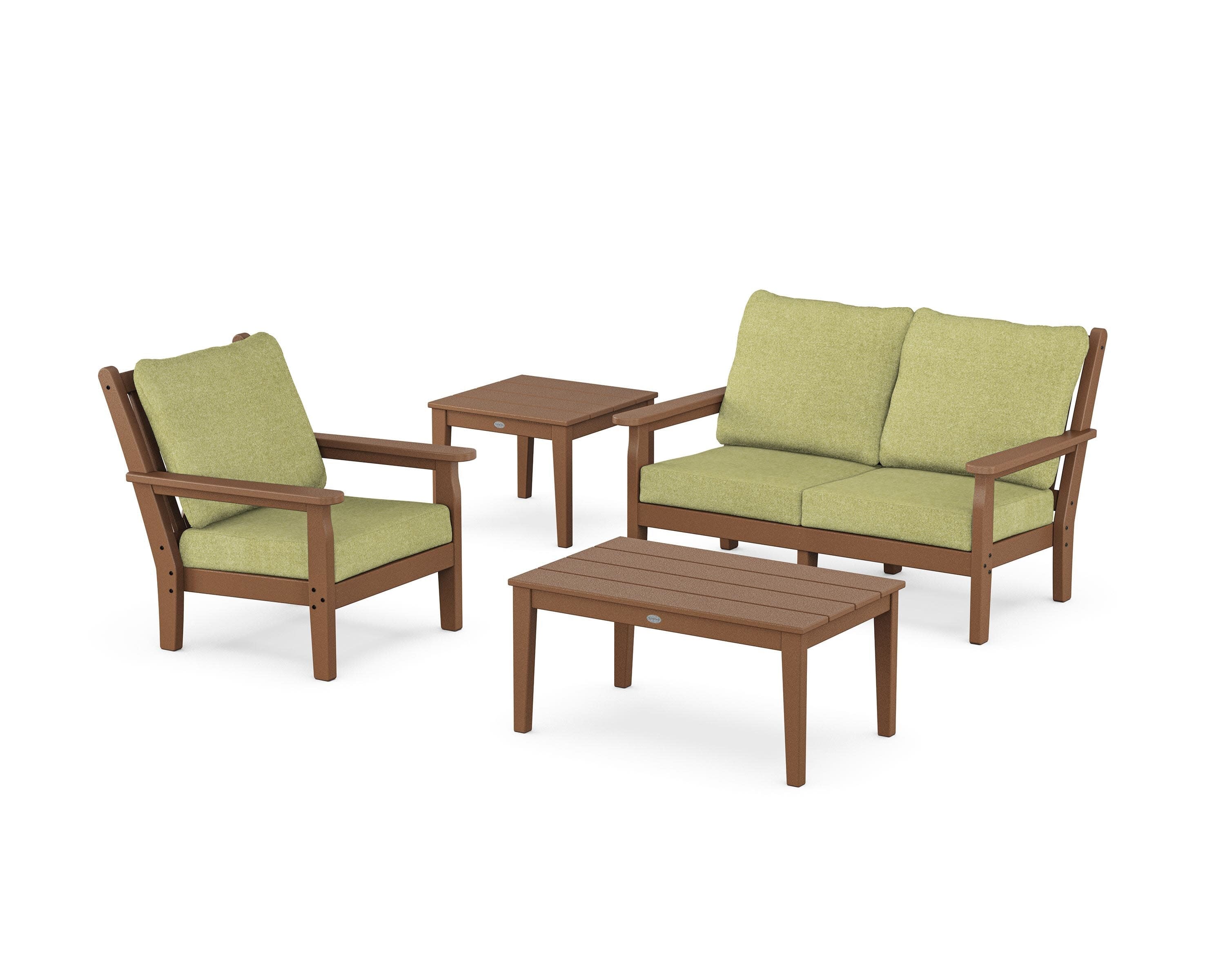Chippendale 4-Piece Deep Seating Set in Teak / Chartreuse Boucle