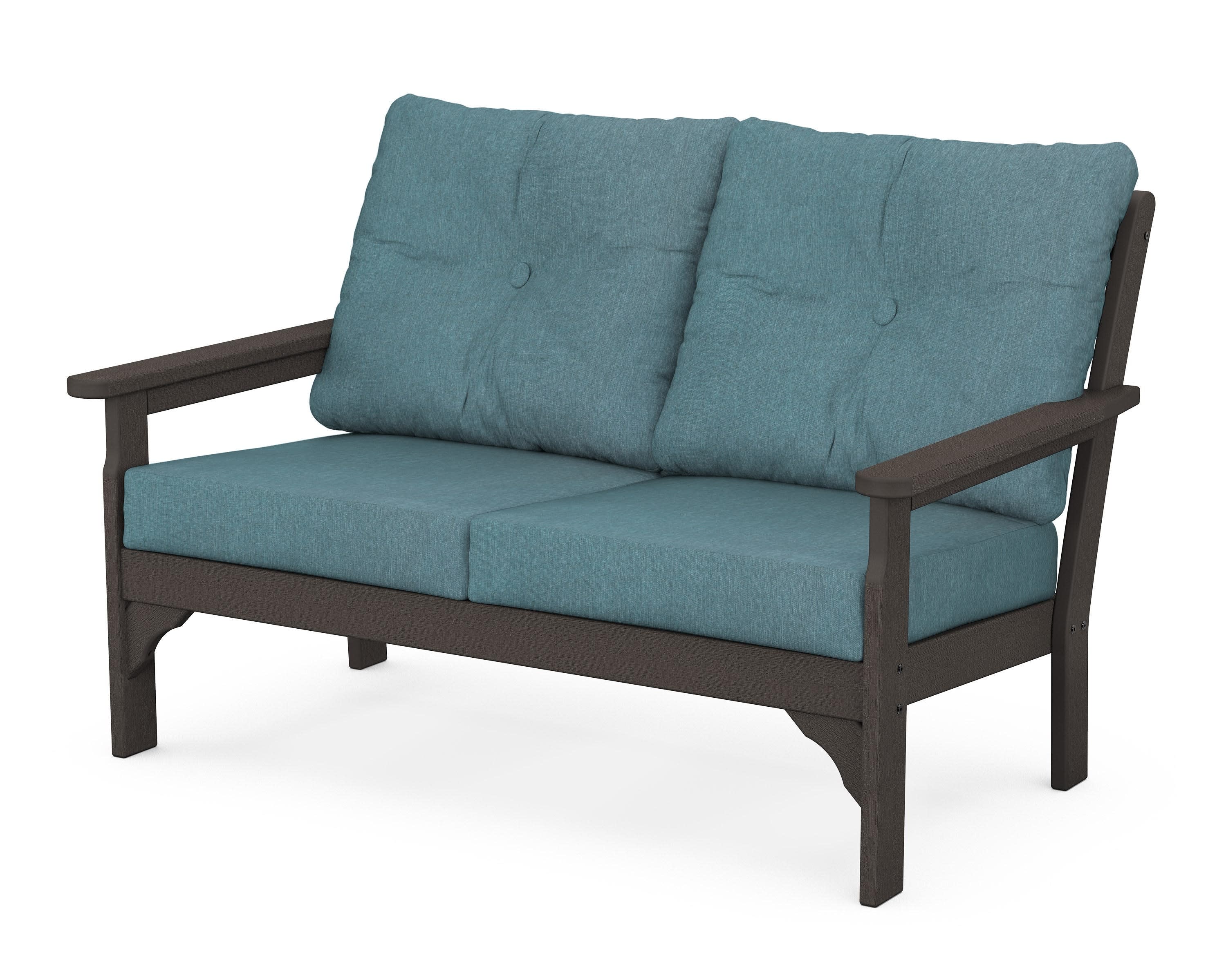 Vineyard Deep Seating Loveseat in Vintage Coffee / Ocean Teal