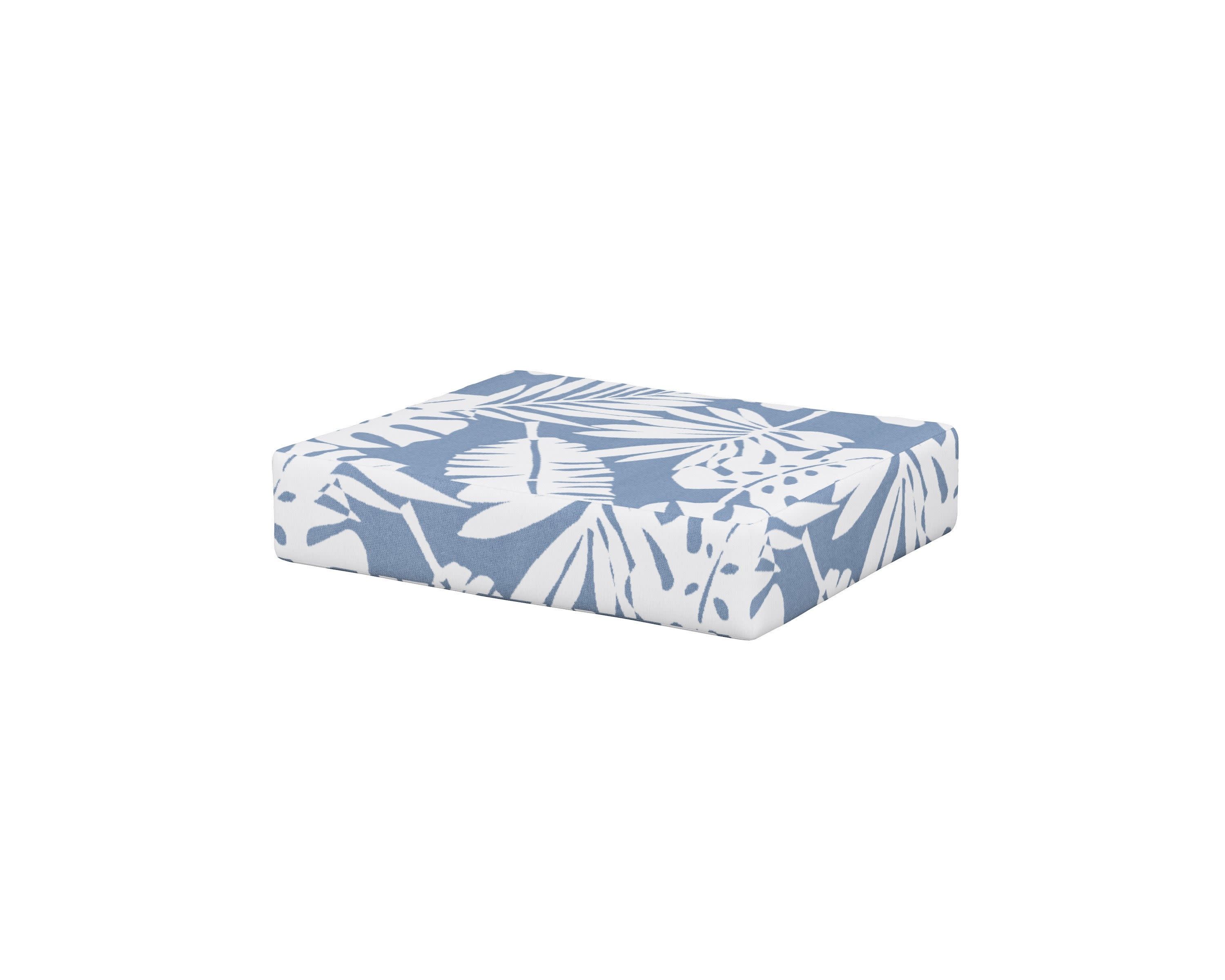 Acadia Ottoman Cushion in Leaf Sky Blue