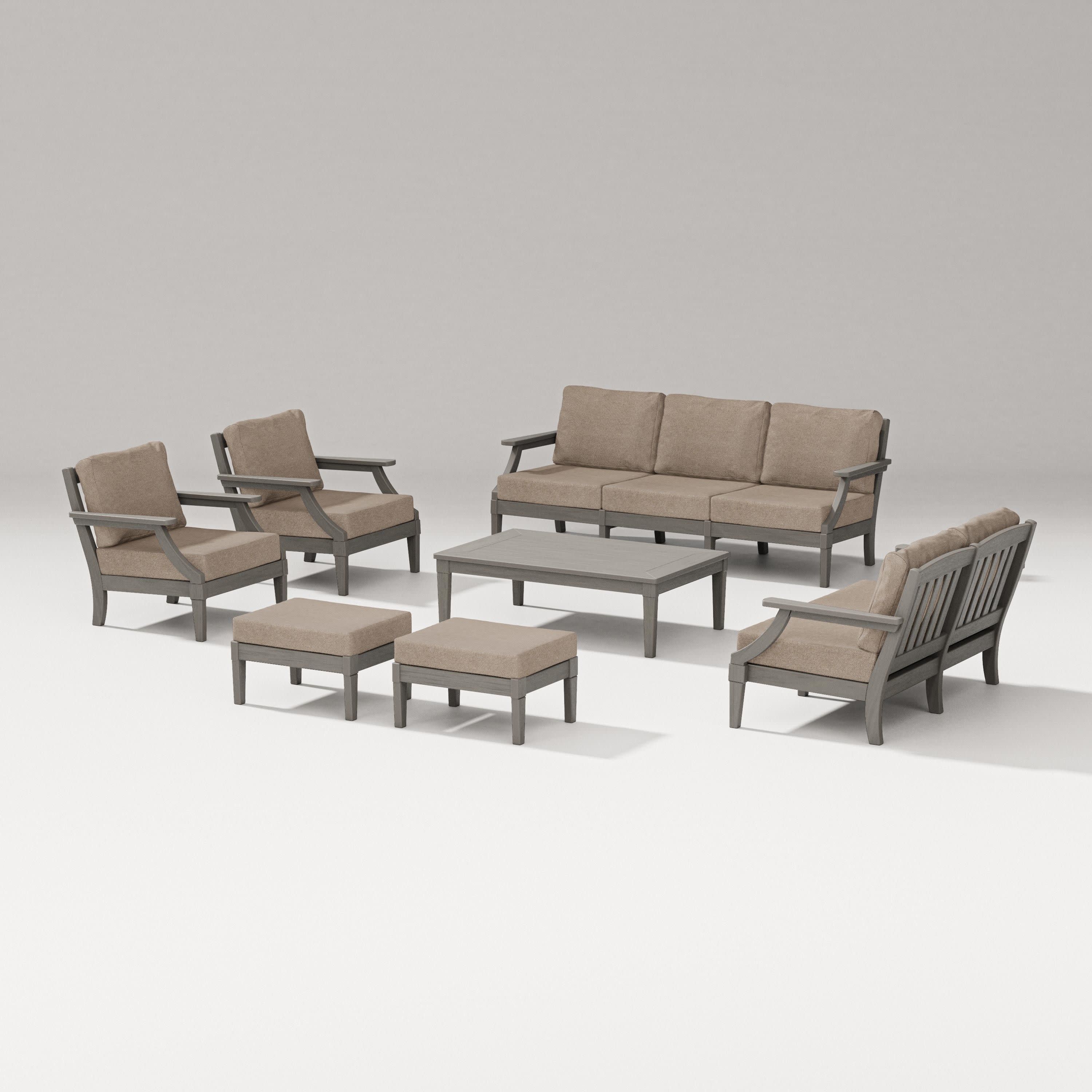 Estate 7-Piece Lounge Sofa Set in Driftwood / Spiced Burlap