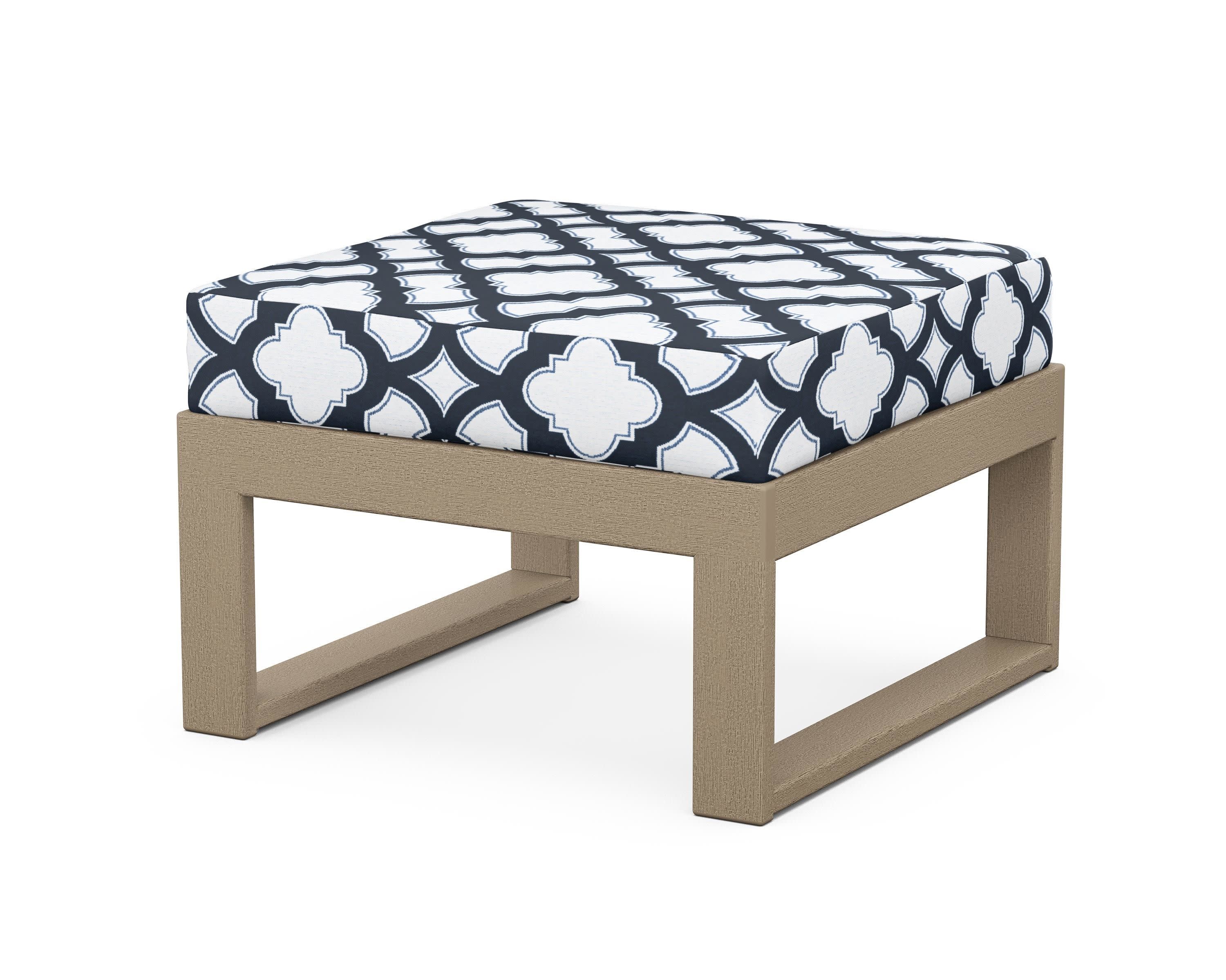 Modular Ottoman - Modern in Vintage Sahara / Trellis Marine Indigo