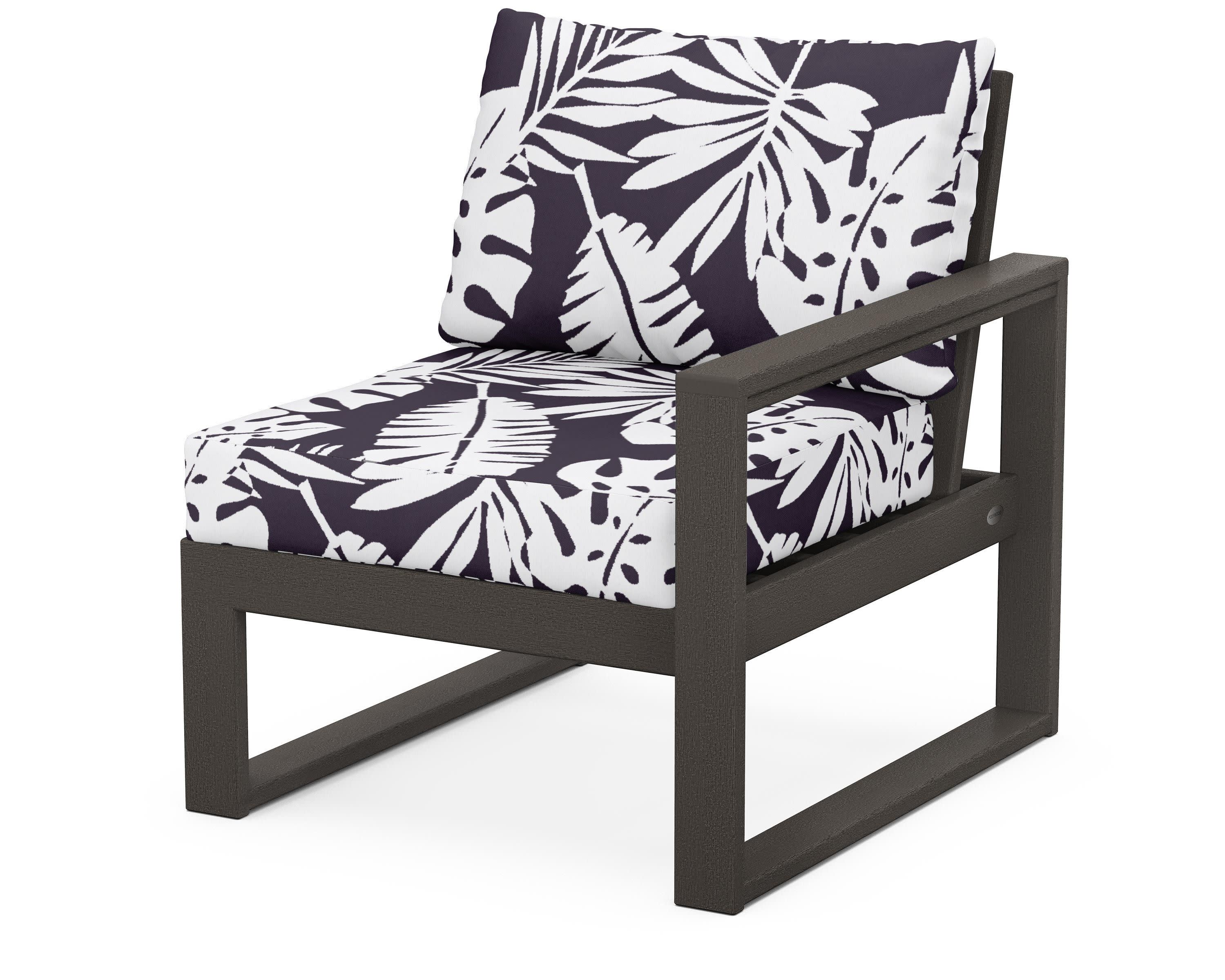 EDGE Modular Right Arm Chair in Vintage Coffee / Leaf Navy