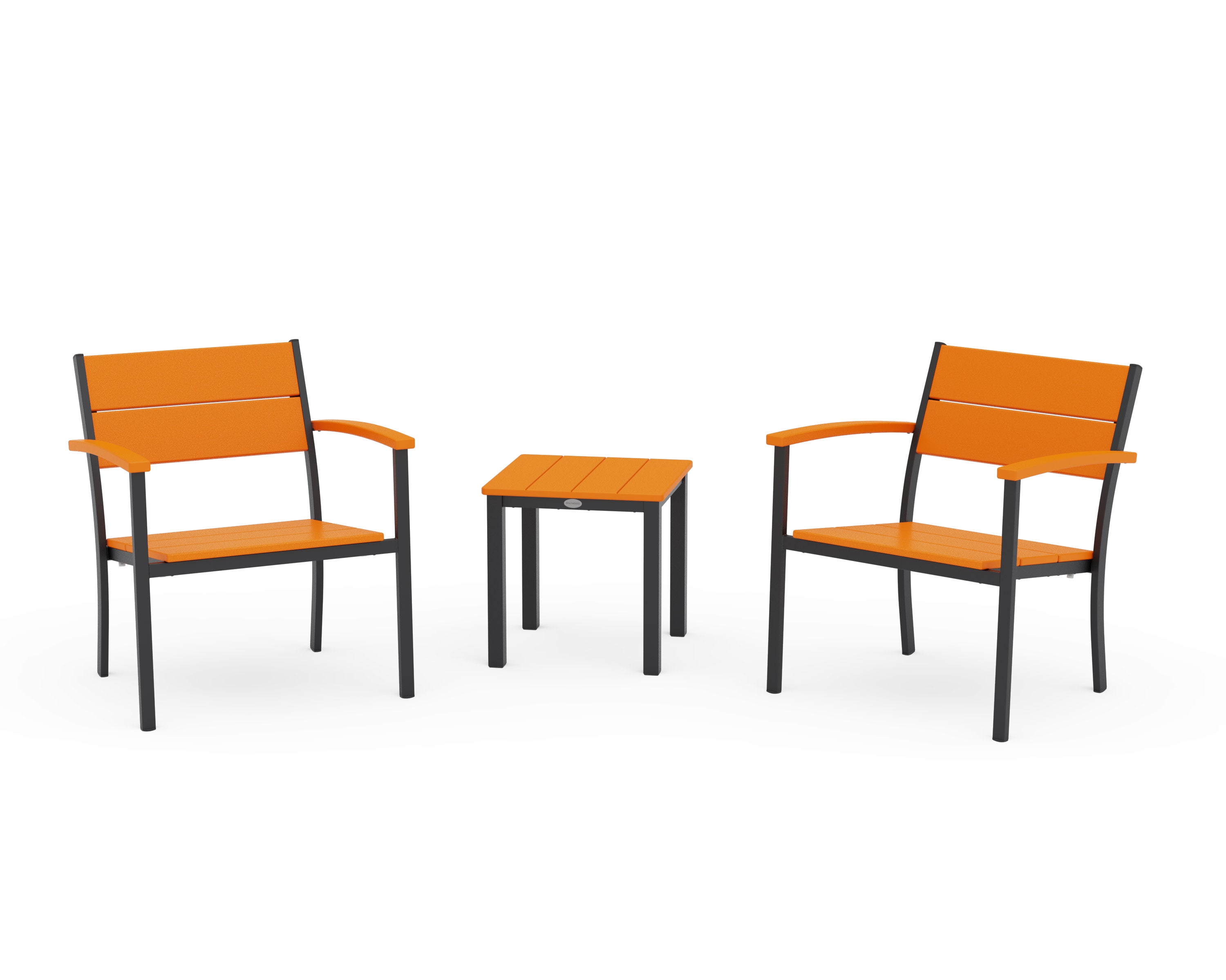 Main Street 3-Piece Lounge Chair Set in Black / Tangerine