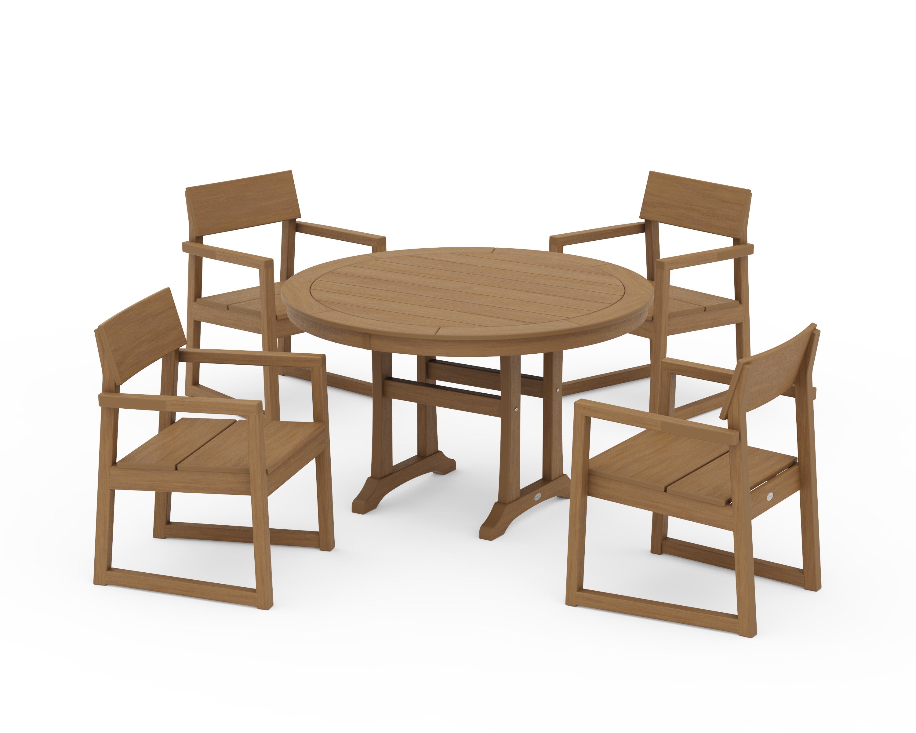EDGE 5-Piece Round Dining Set with Trestle Legs in Natural