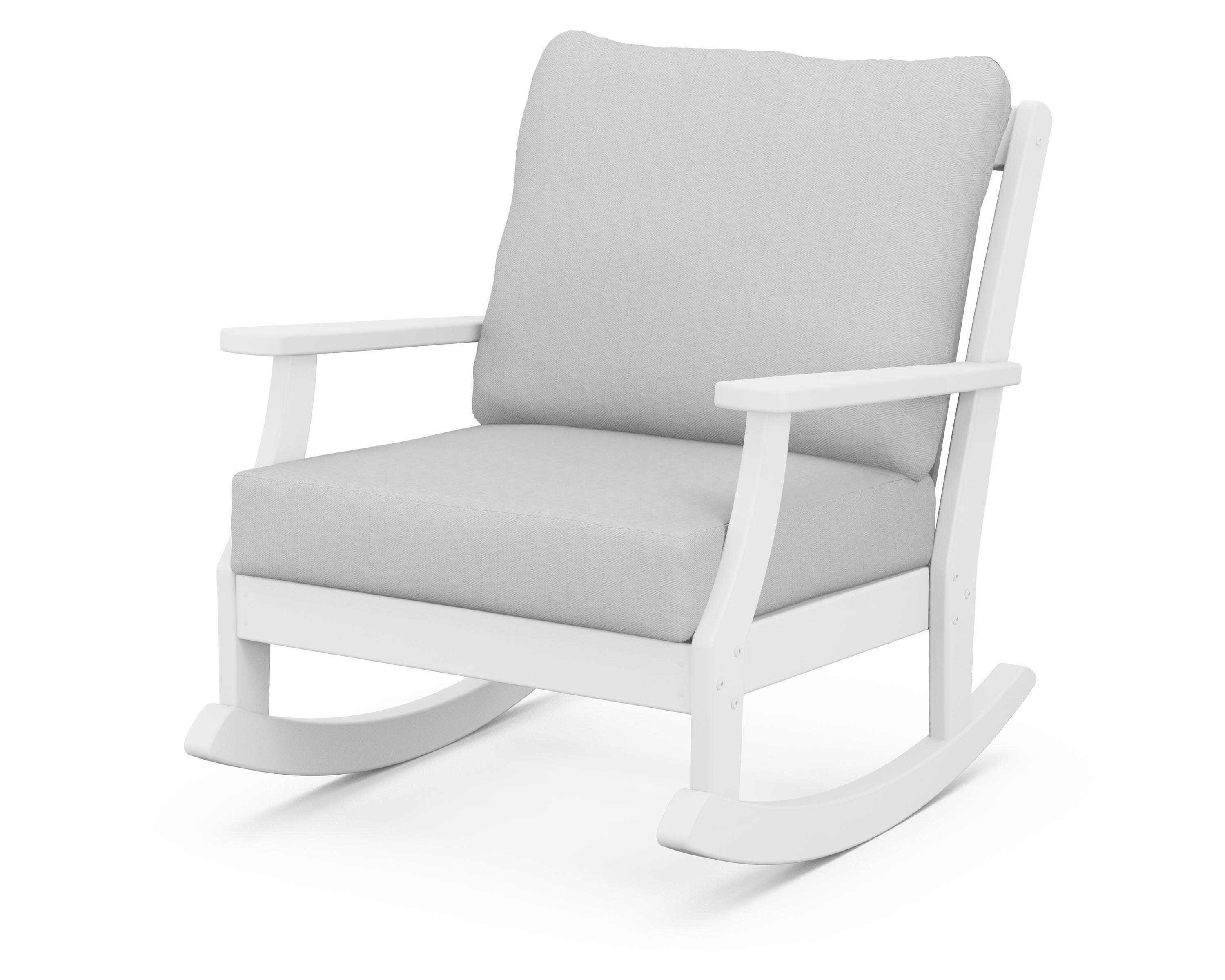 Braxton Deep Seating Rocking Chair in White / Diamond in the Rough